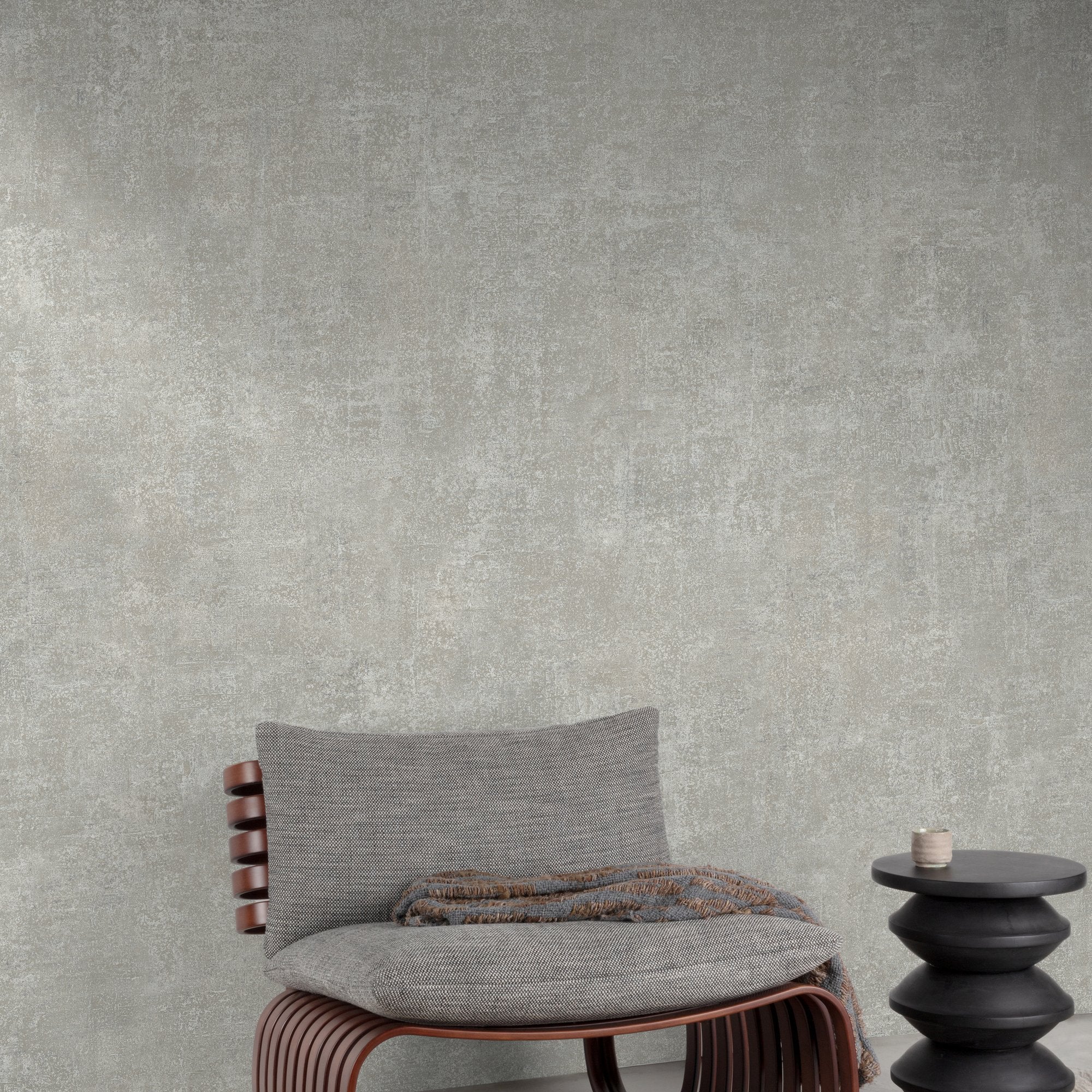 Authentic Plaster Plain Wallpaper in grey color - pattern number A85403 - by Grandeco in the Structured Walls collection