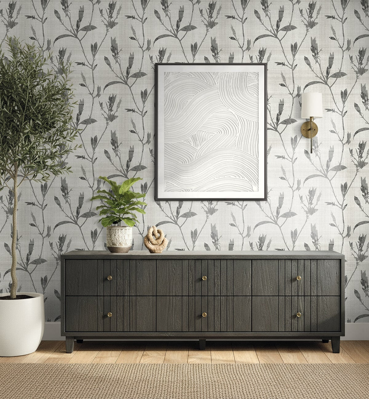 Banyu Wallpaper in powdered sugar color - pattern number AG60600 - by Seabrook in the Bali Tropical collection