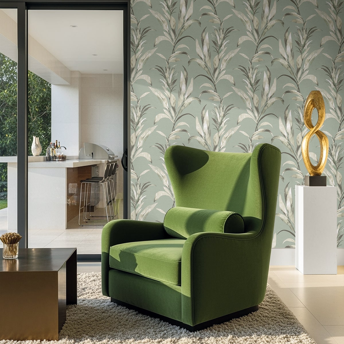 Padma Wallpaper in morning surf color - pattern number AG60704 - by Seabrook in the Bali Tropical collection