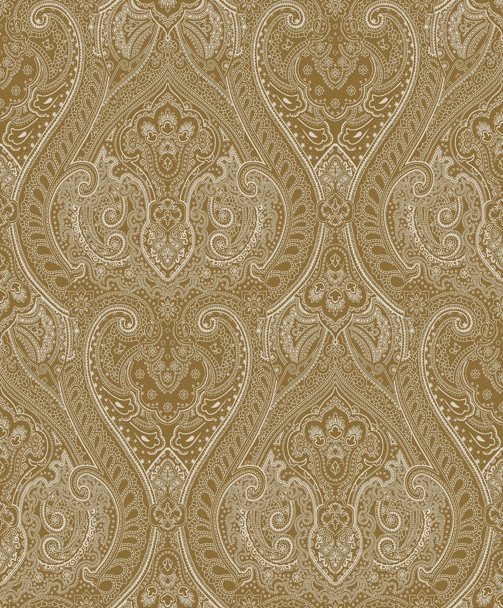 Lace wallpaper in gold color - pattern number AM22002-1 - by Galerie in the Zen collection