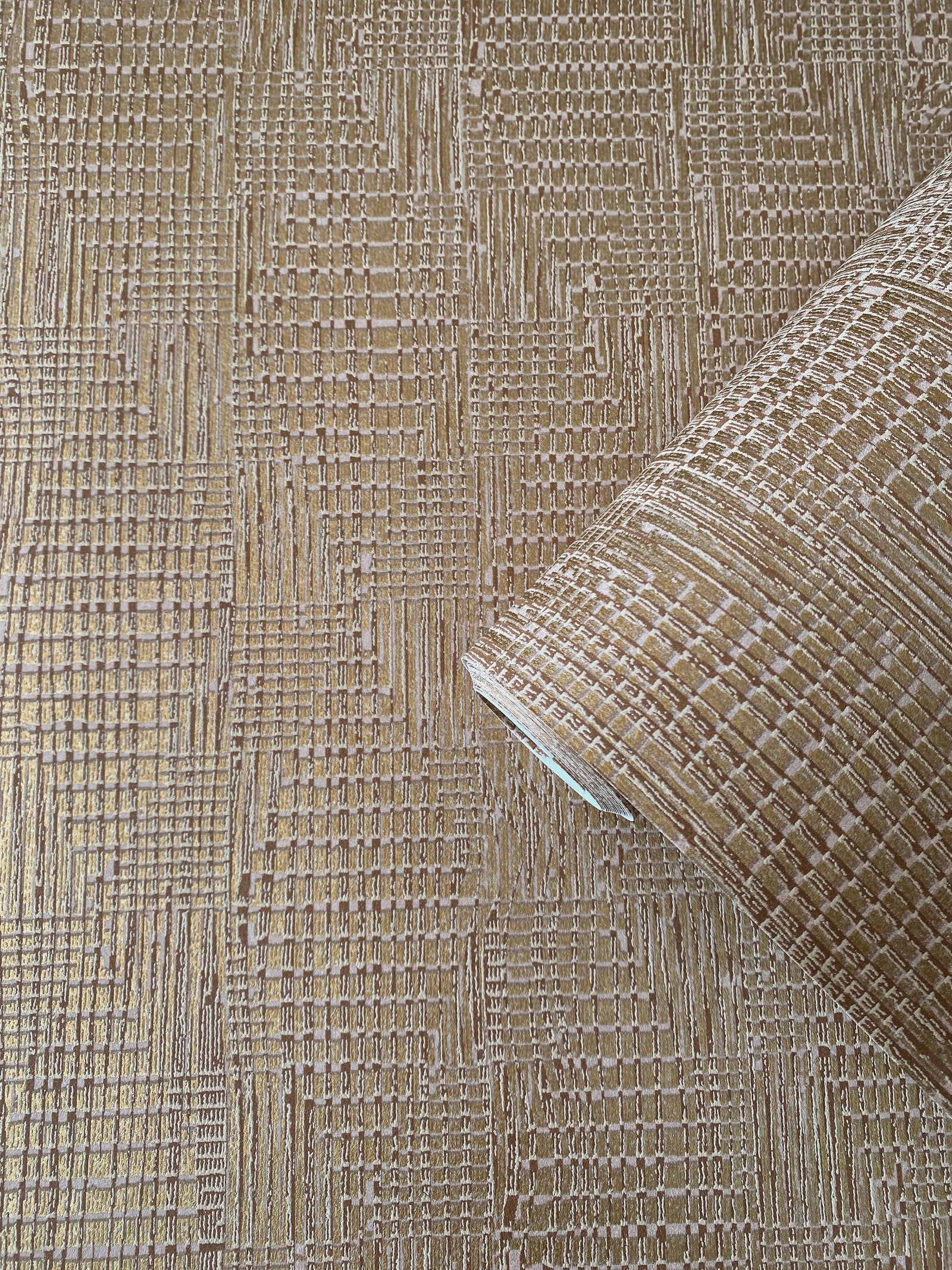 Loose Weave wallpaper in gold color - pattern number AM22003-2 - by Galerie in the Elegance collection
