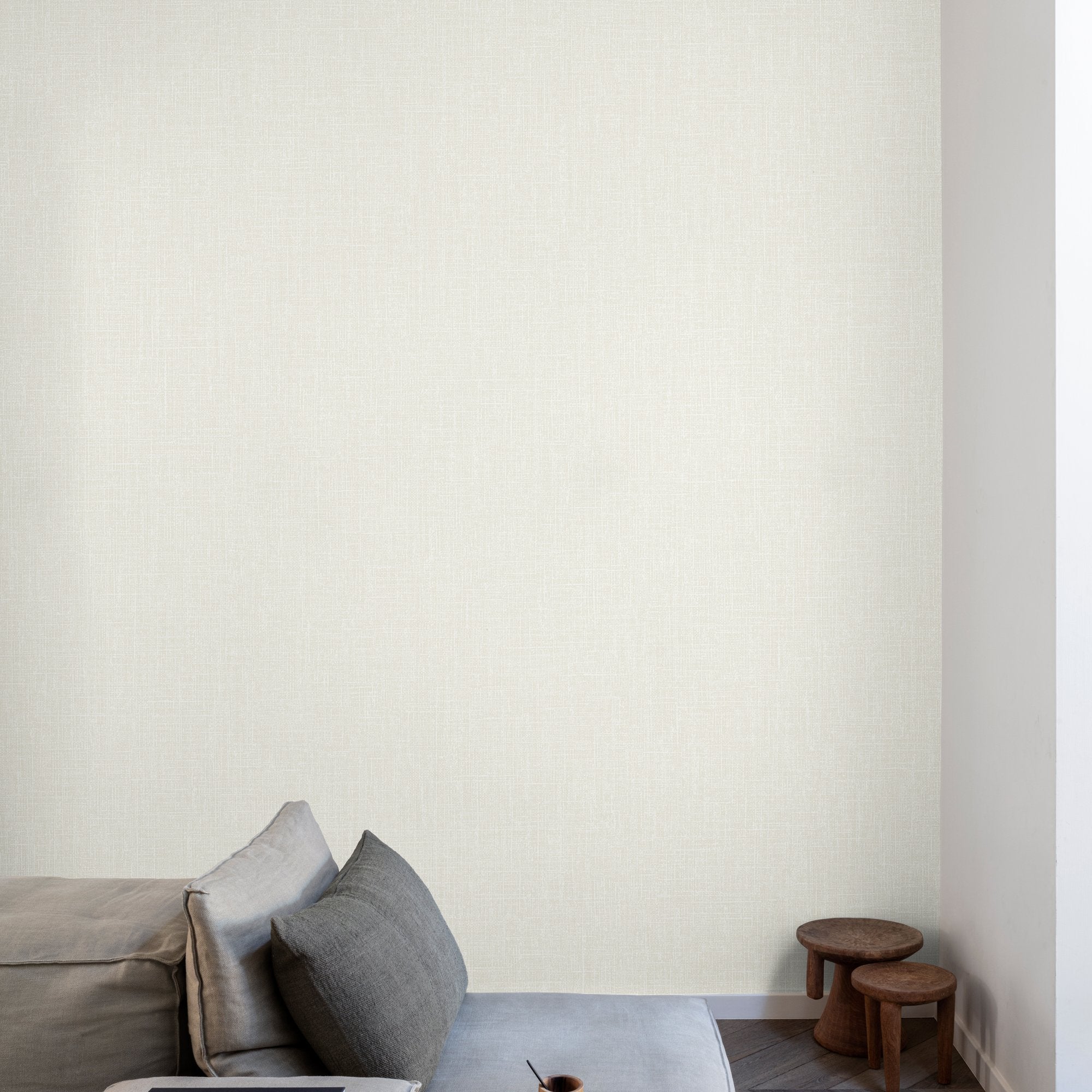 Textile Plain Wallpaper in cream color - pattern number AT1001 - by Grandeco in the Atmosphere collection