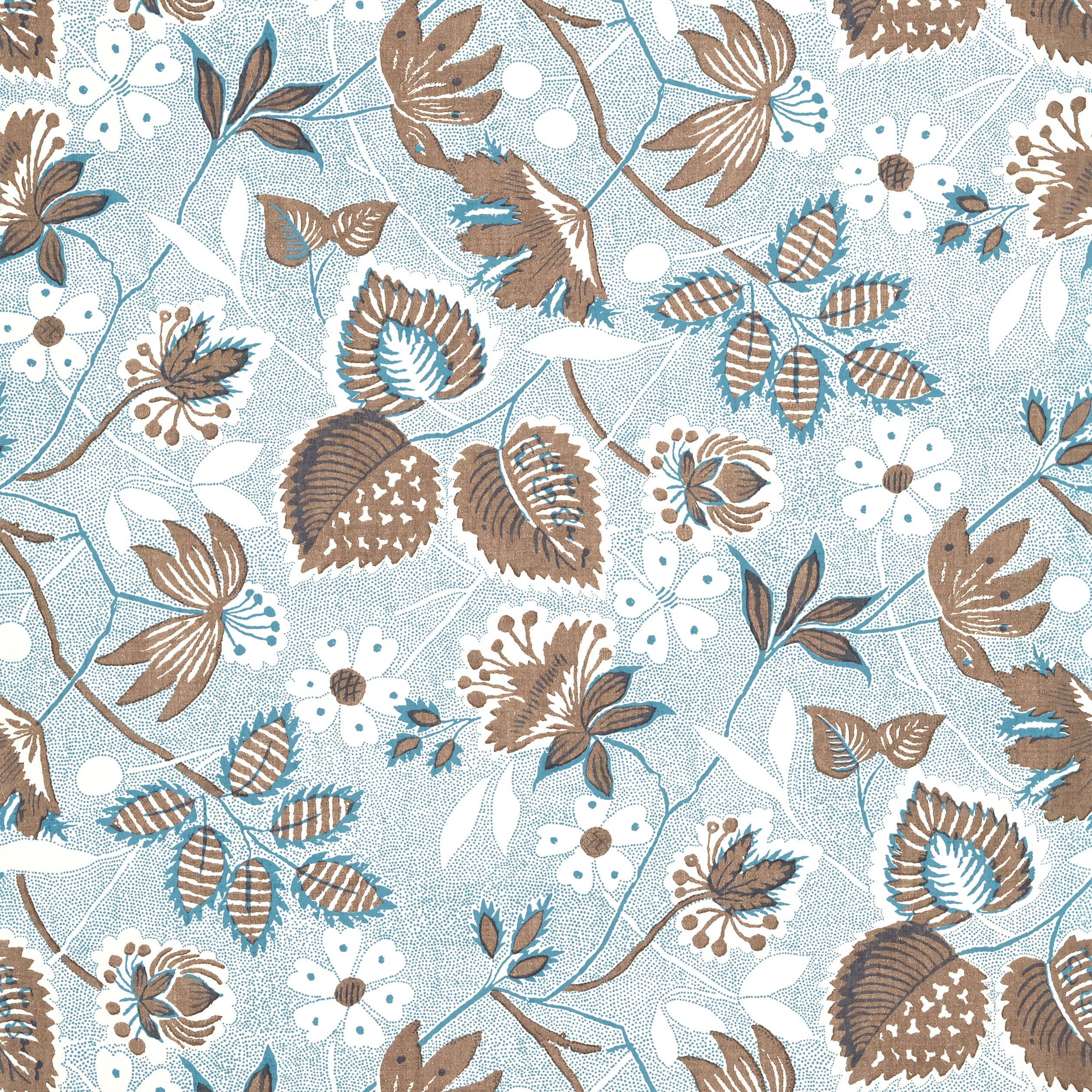 Indienne Hazel wallpaper in brown and slate color - pattern number AT15117 - by Anna French in the Antilles collection