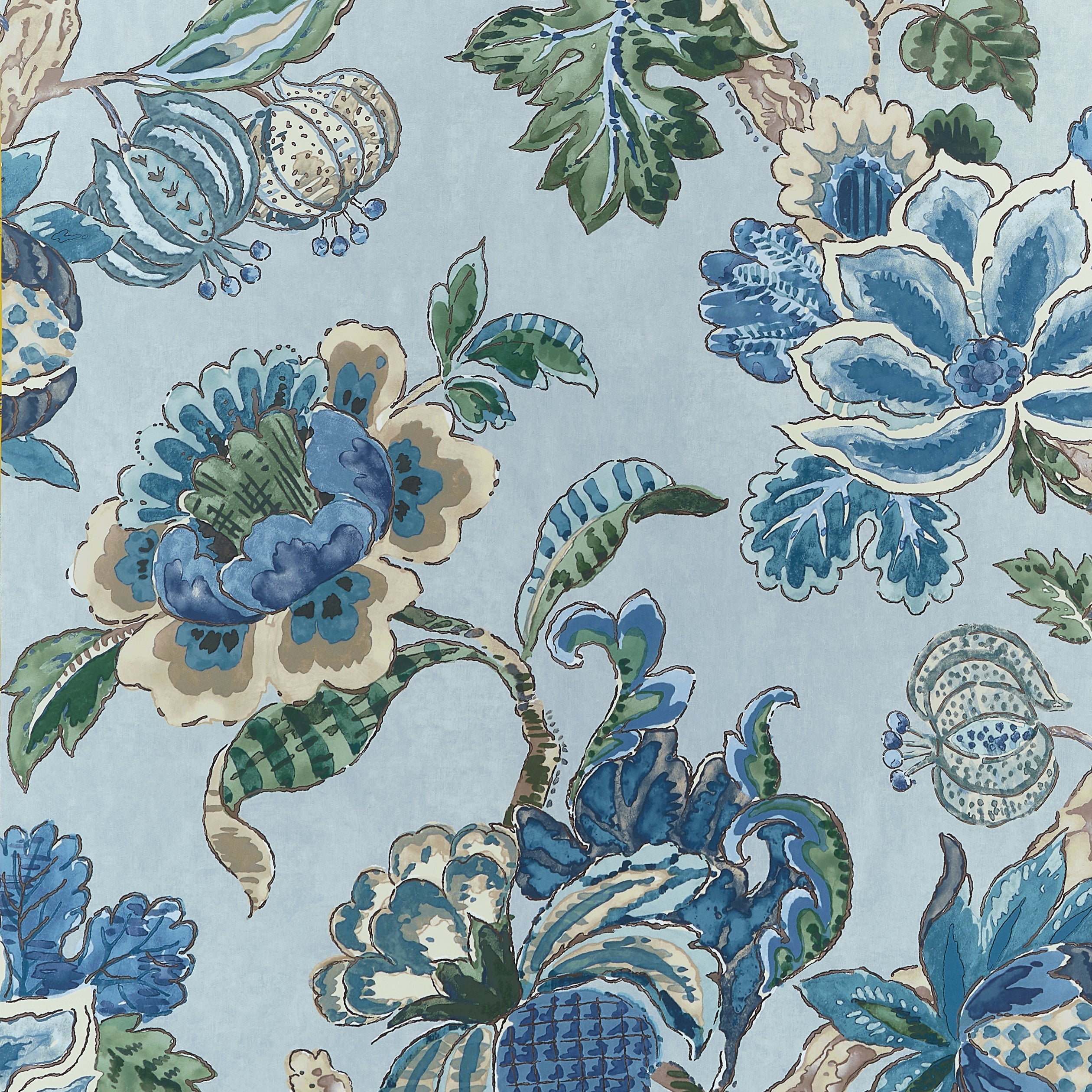 Stockbridge fabric in blue color - pattern number AT16138 - by Anna French in the Belvedere collection