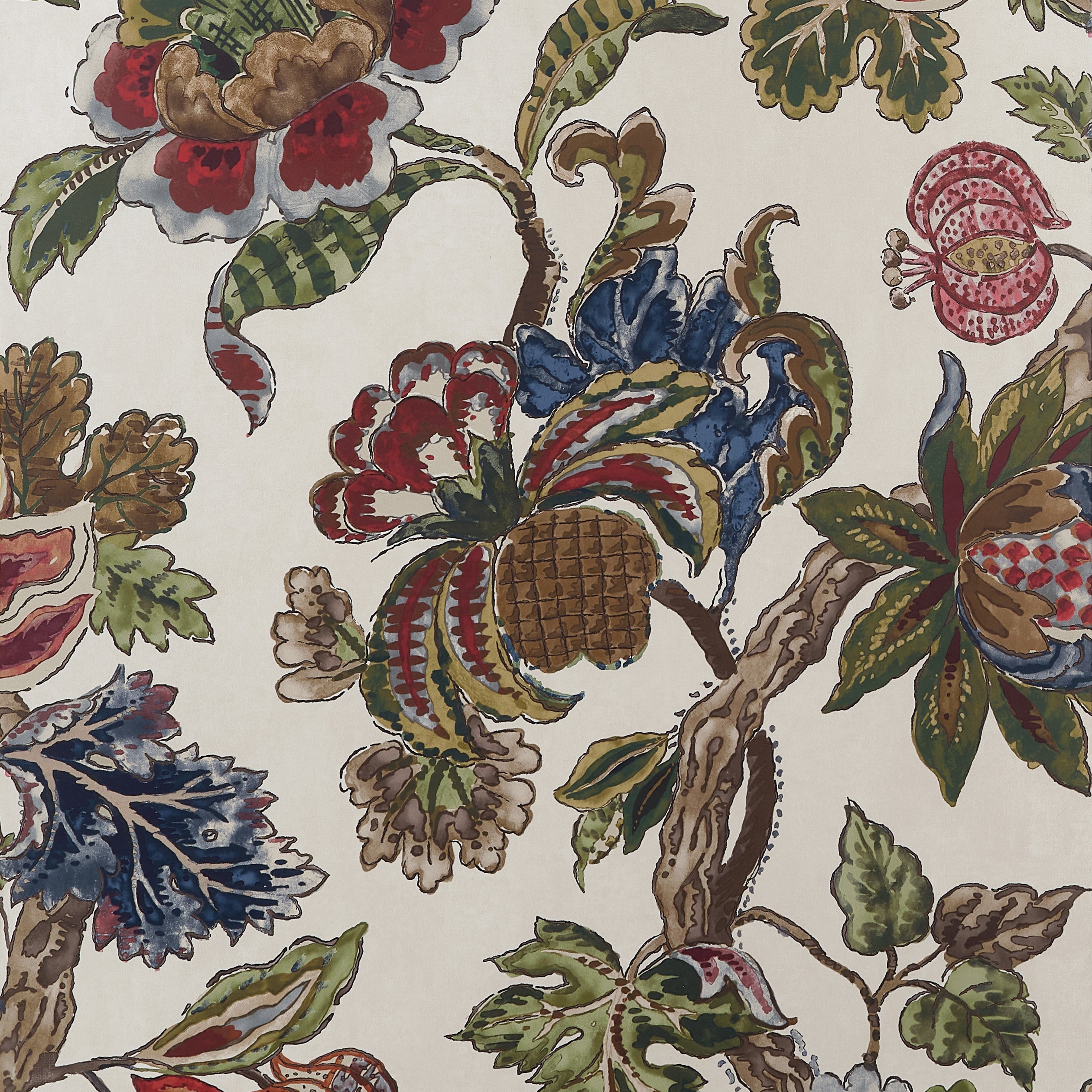 Stockbridge fabric in apricot and slate color - pattern number AT16139 - by Anna French in the Belvedere collection