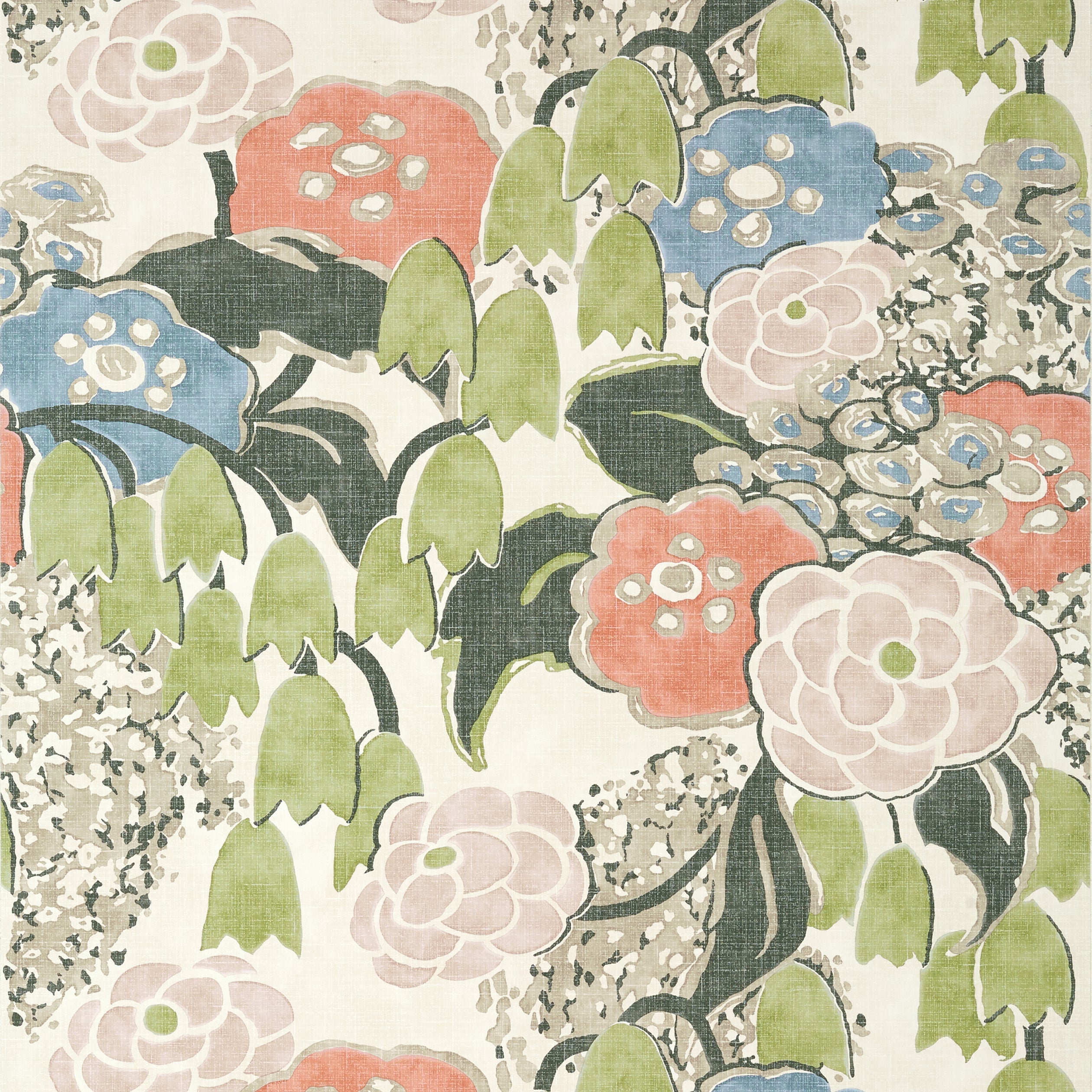 Laura fabric in blush and green color - pattern number AT23100 - by Anna French in the Willow Tree collection