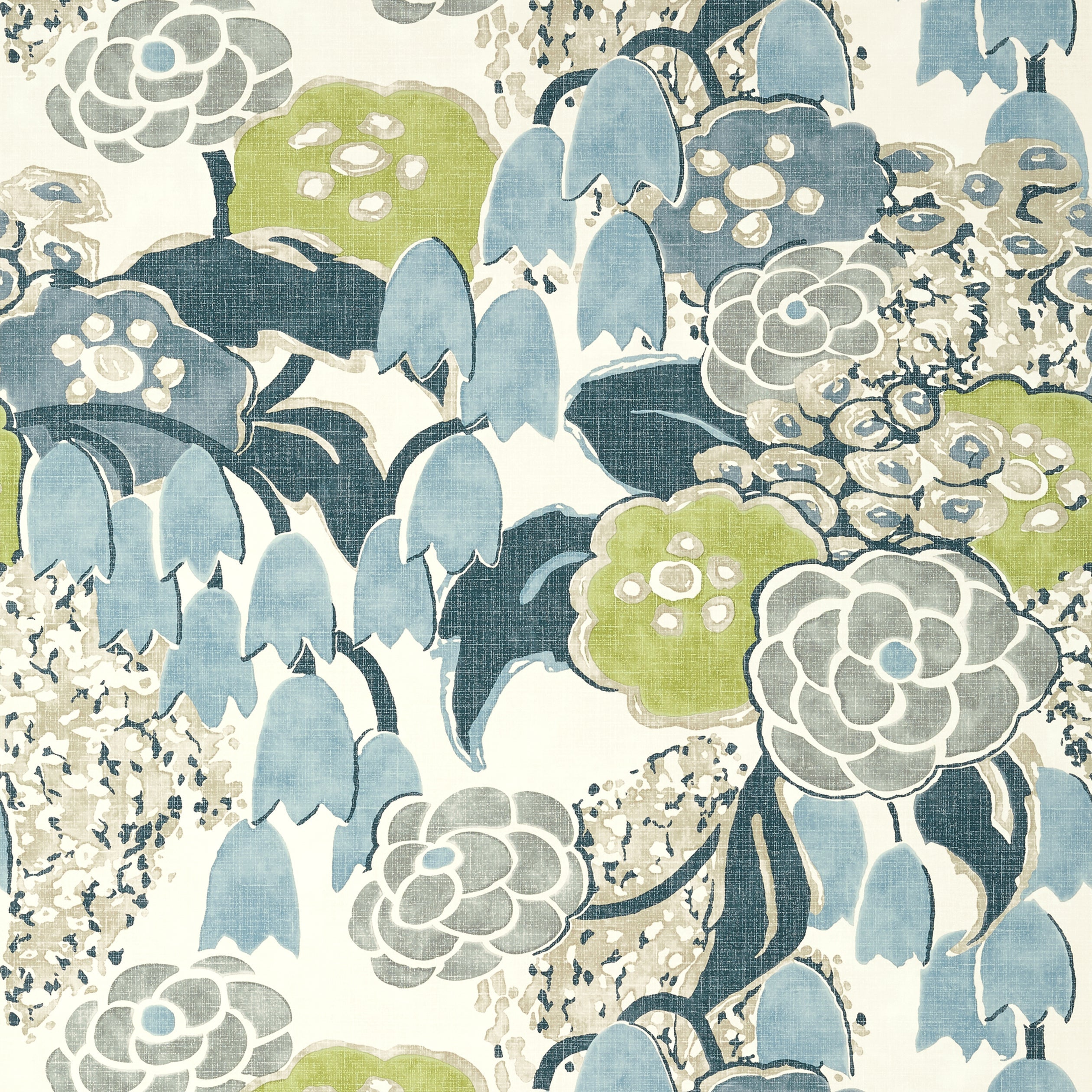Laura fabric in citrus and blue color - pattern number AT23104 - by Anna French in the Willow Tree collection