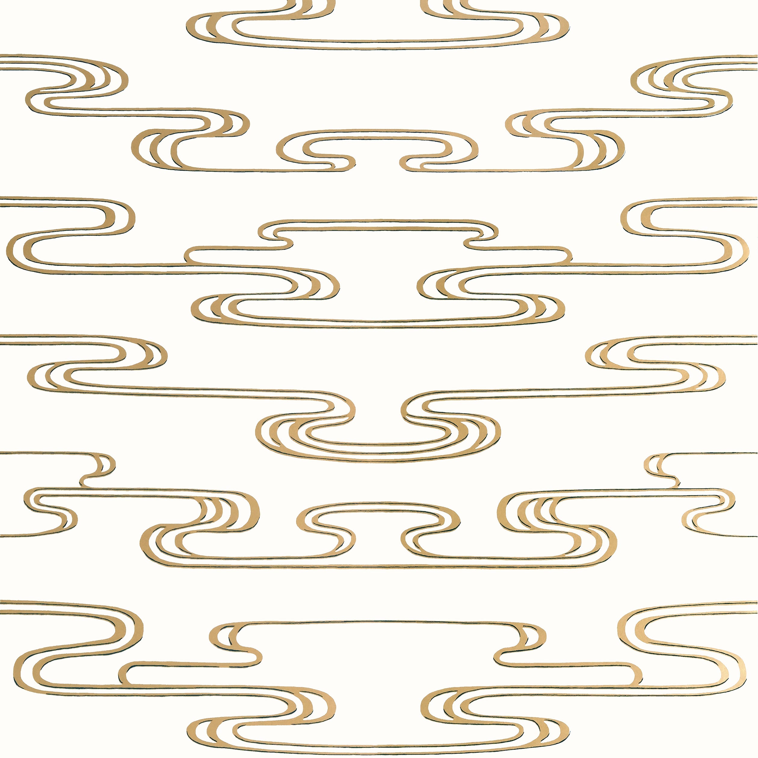 Cloudwater wallpaper in metallic gold color - pattern number AT23152 - by Anna French in the Willow Tree collection