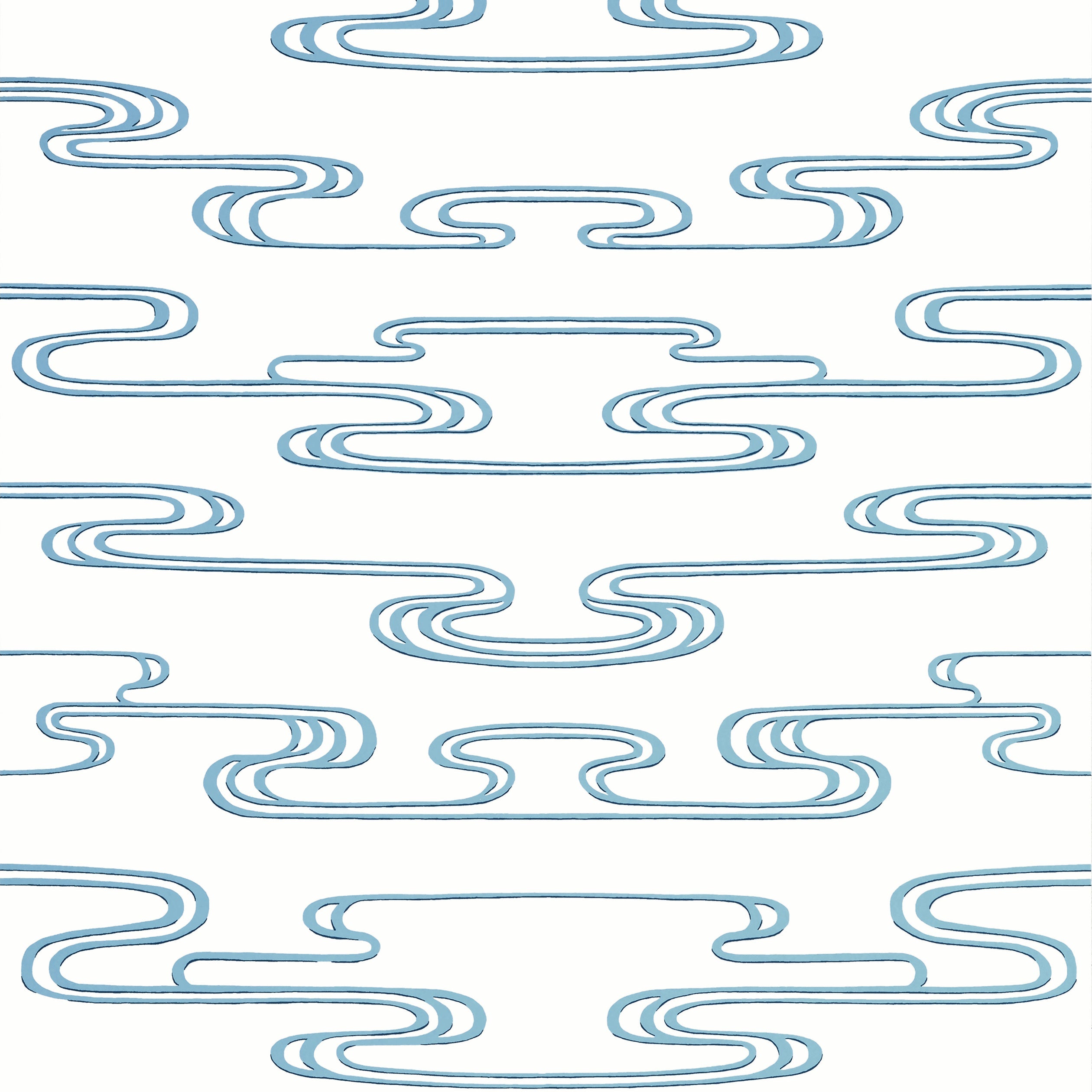 Cloudwater wallpaper in blue color - pattern number AT23153 - by Anna French in the Willow Tree collection