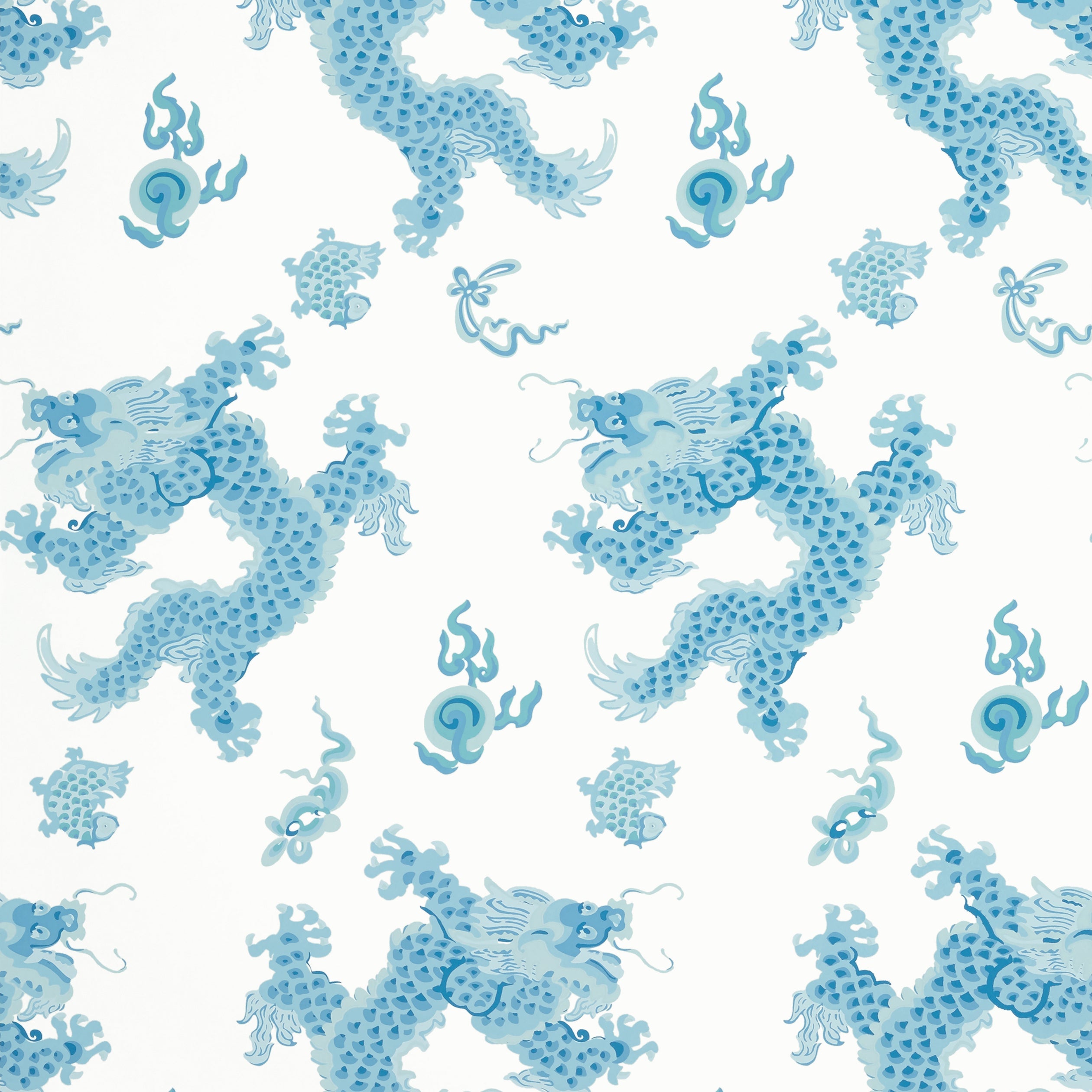 Dragon Dance wallpaper in blue color - pattern number AT23182 - by Anna French in the Willow Tree collection