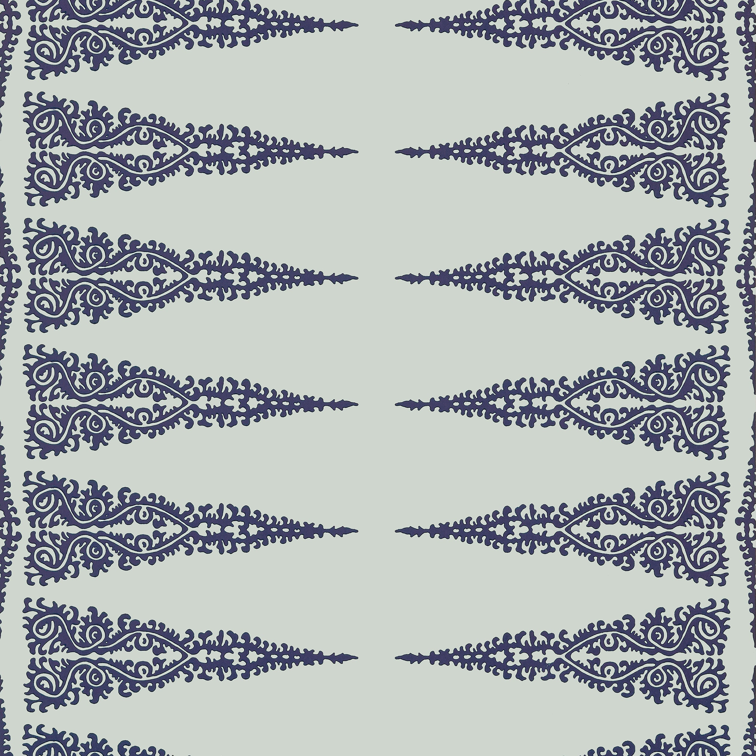 Ellery Stripe fabric in navy on soft teal color - pattern number AT24548 - by Anna French in the Devon collection