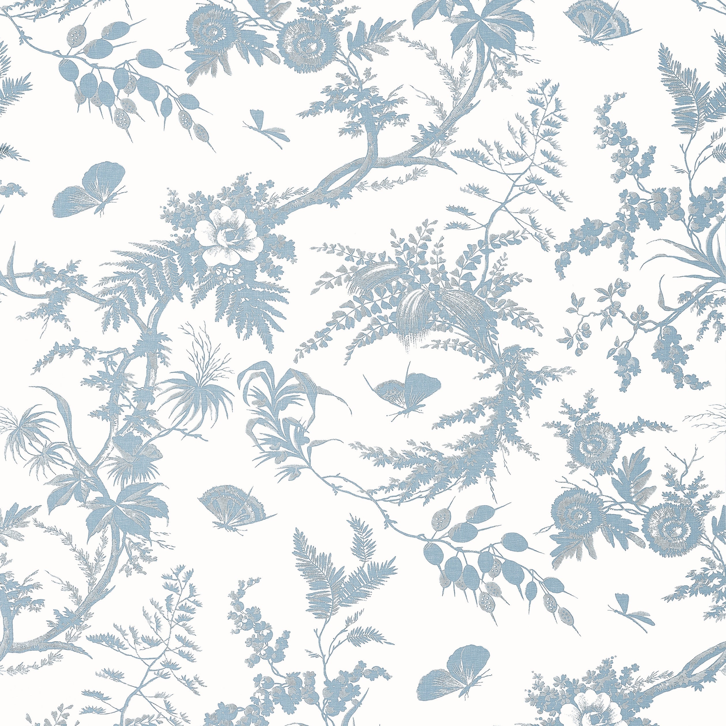 Newlands Toile fabric in soft blue color - pattern number AT57834 - by Anna French in the Bristol collection