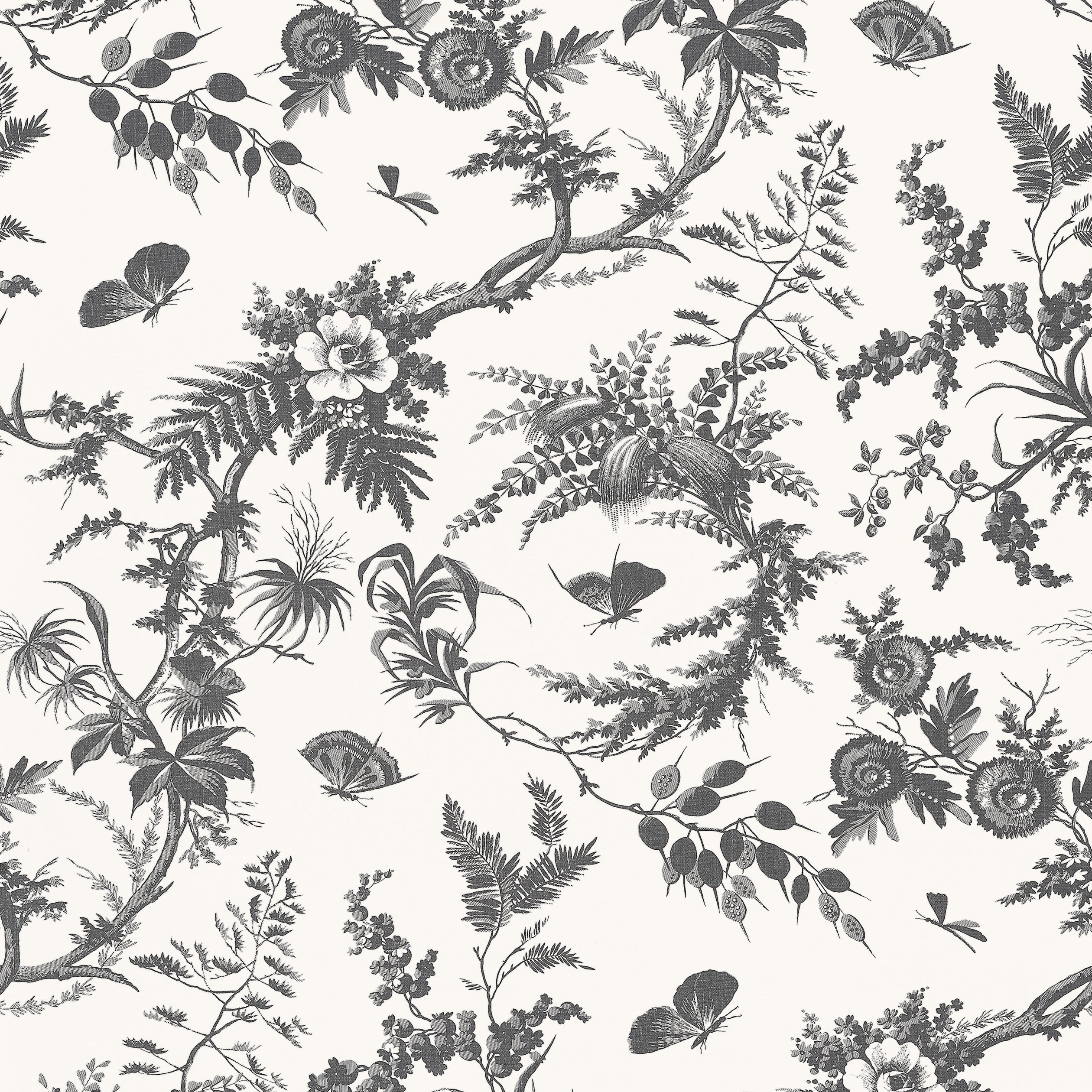 Newlands Toile fabric in black color - pattern number AT57838 - by Anna French in the Bristol collection