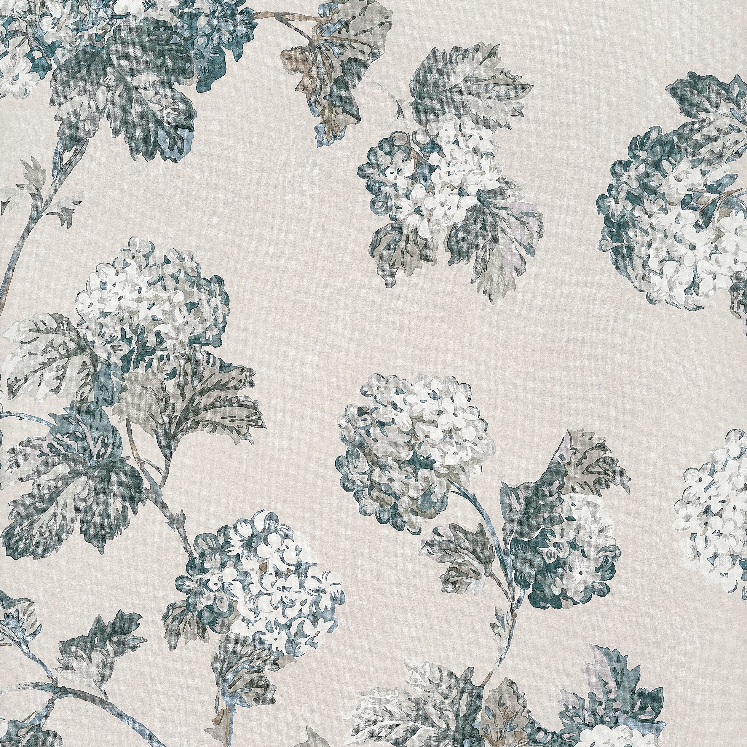 Sussex Hydrangea wallpaper in slate and linen color - pattern number AT57847 - by Anna French in the Bristol collection