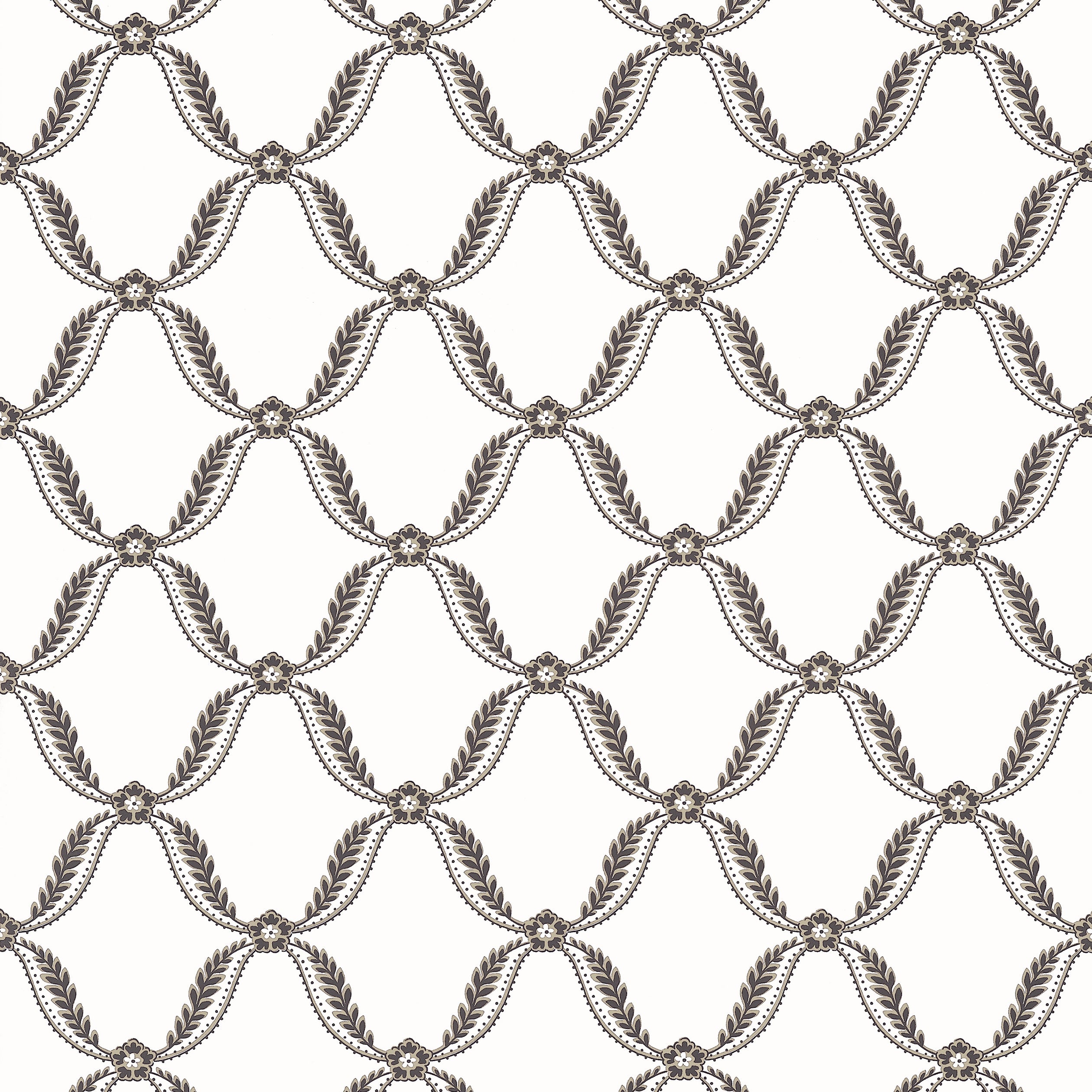 Tate Trellis wallpaper in black color - pattern number AT57883 - by Anna French in the Bristol collection