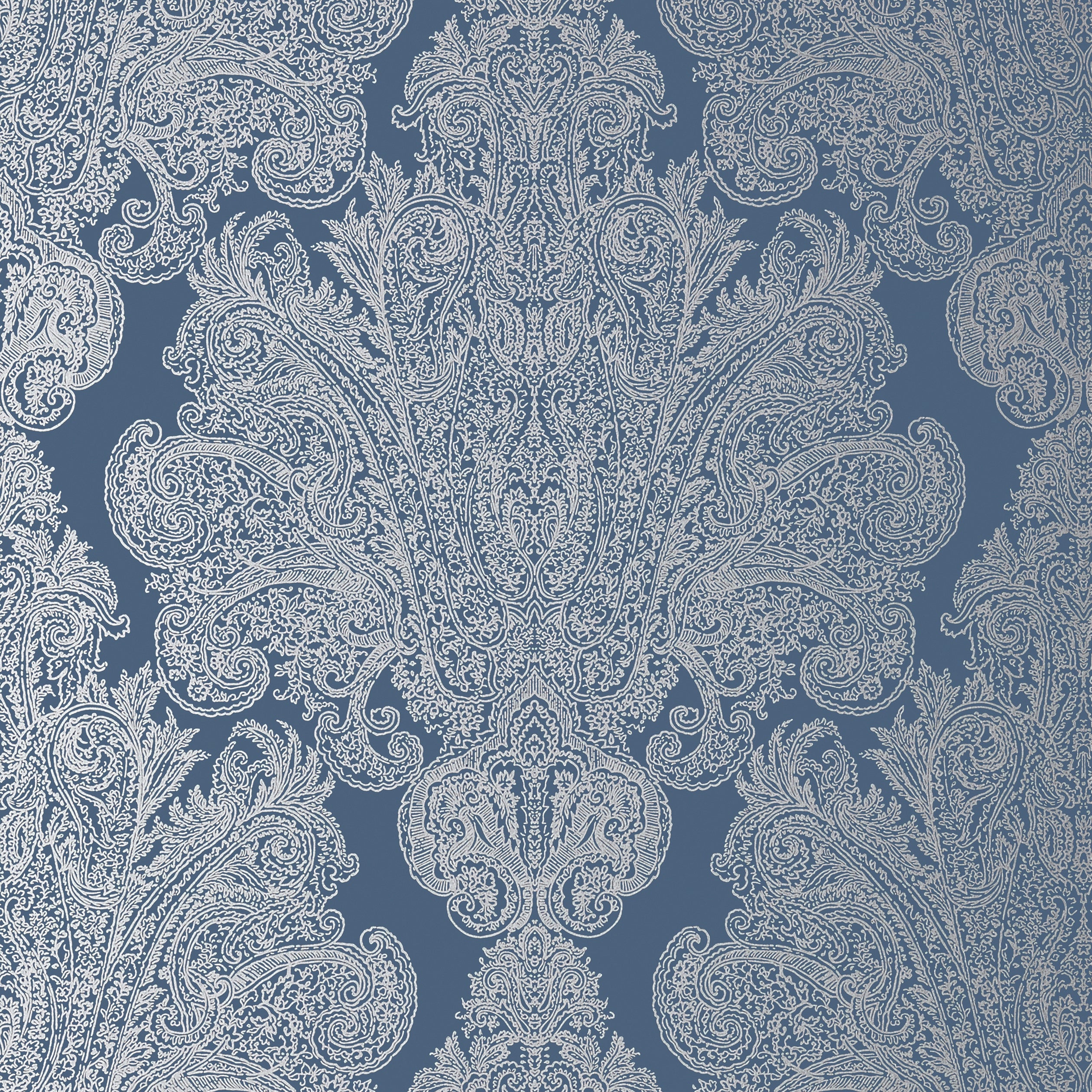 Auburn wallpaper in metallic silver on navy color - pattern number AT6105 - by Anna French in the Serenade collection