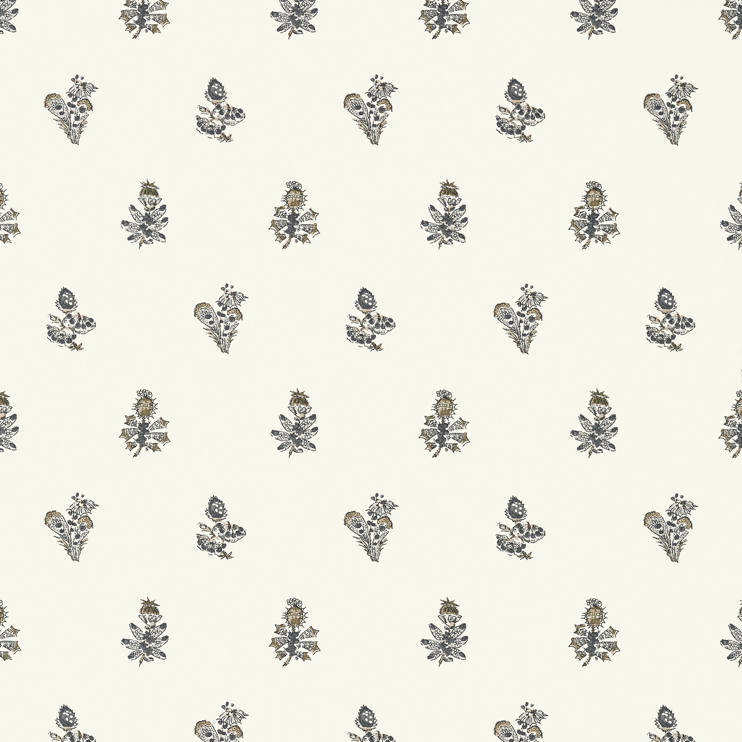 Jouy wallpaper in black on cream color - pattern number AT78759 - by Anna French in the Palampore collection