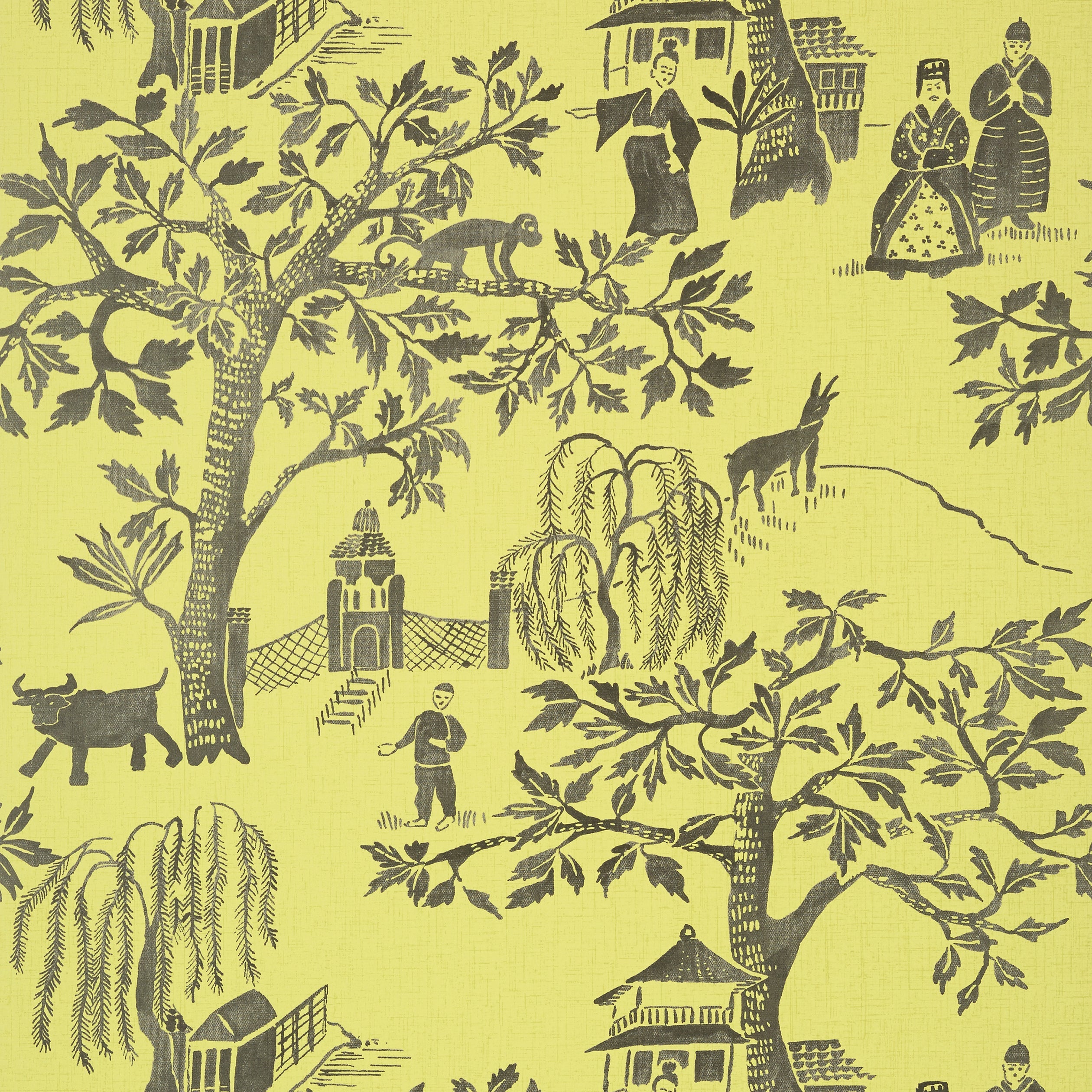 Willow Wood fabric in citron color - pattern number AT7914 - by Anna French in the Watermark collection