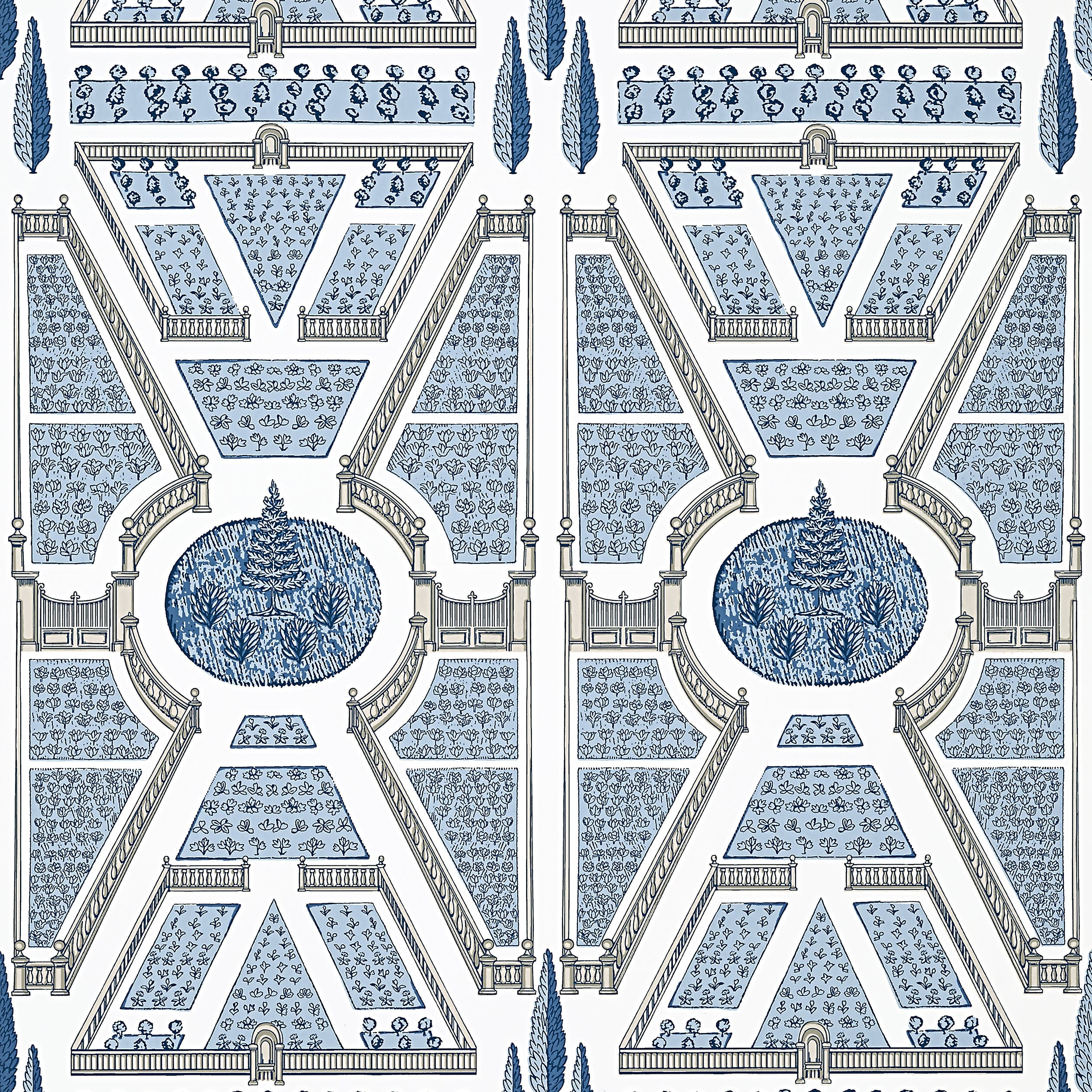 Aerial Garden fabric in blue color - pattern number AT9600 - by Anna French in the Savoy collection