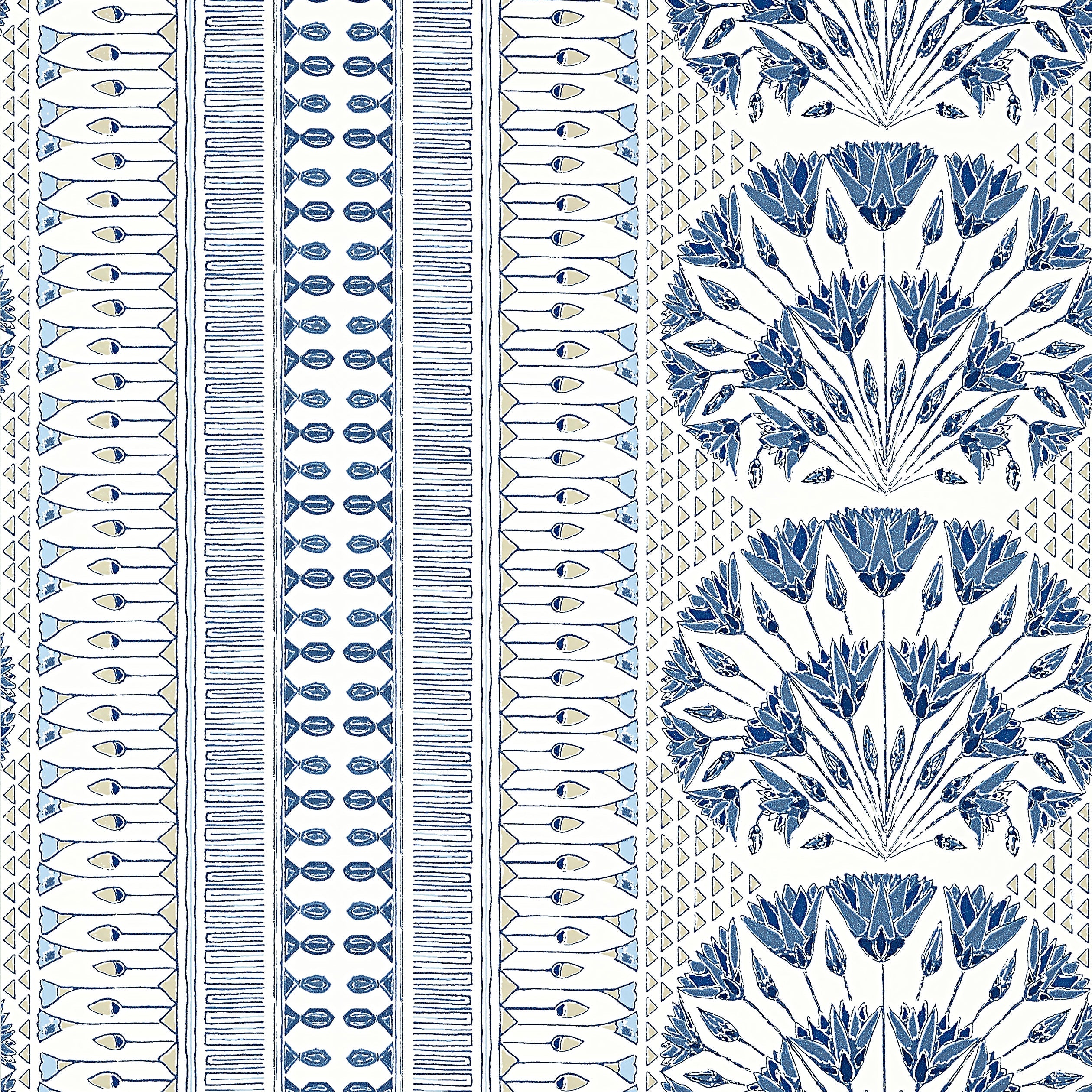 Cairo fabric in blue and white color - pattern number AT9624 - by Anna French in the Savoy collection
