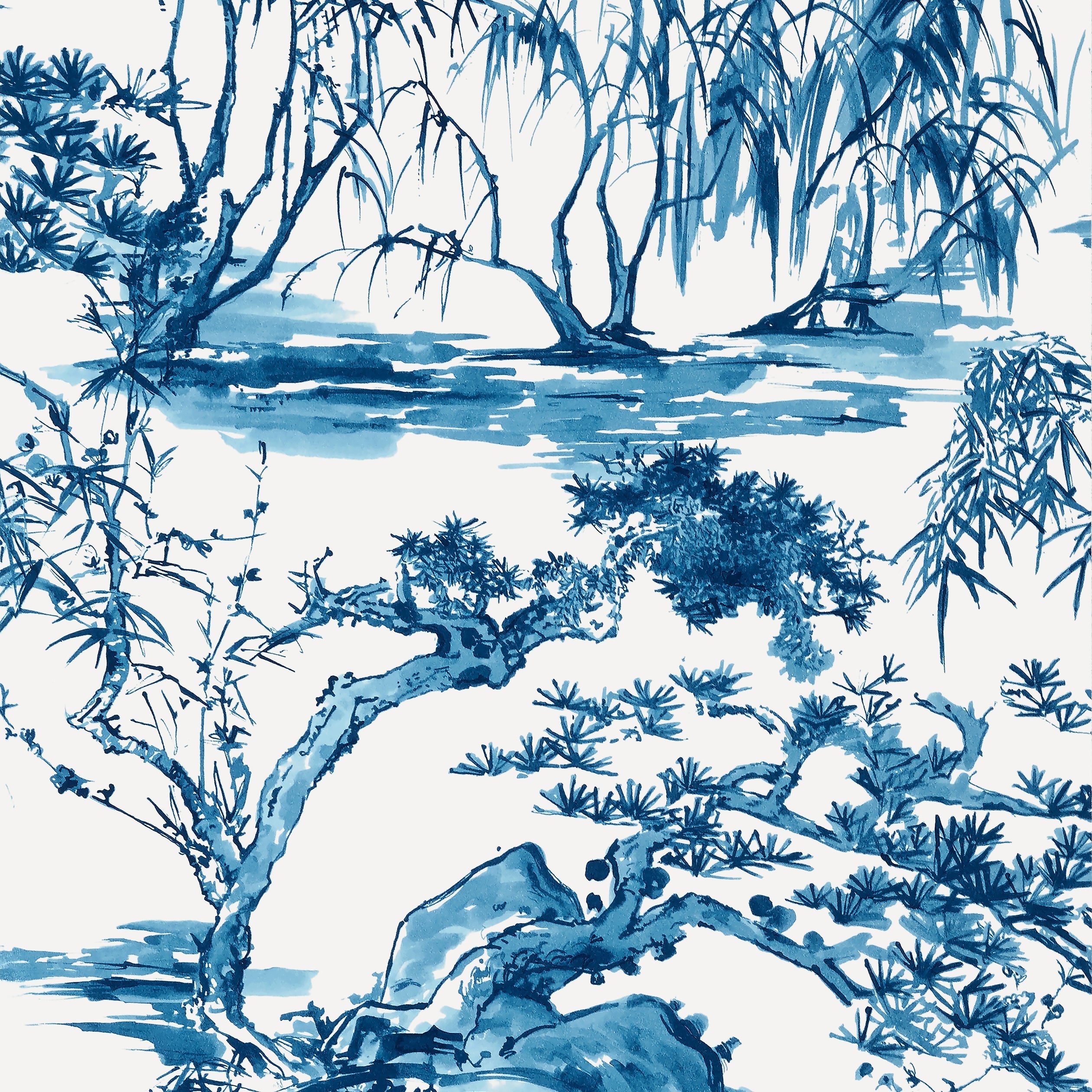 Kyoto fabric in navy color - pattern number AT9826 - by Anna French in the Nara collection