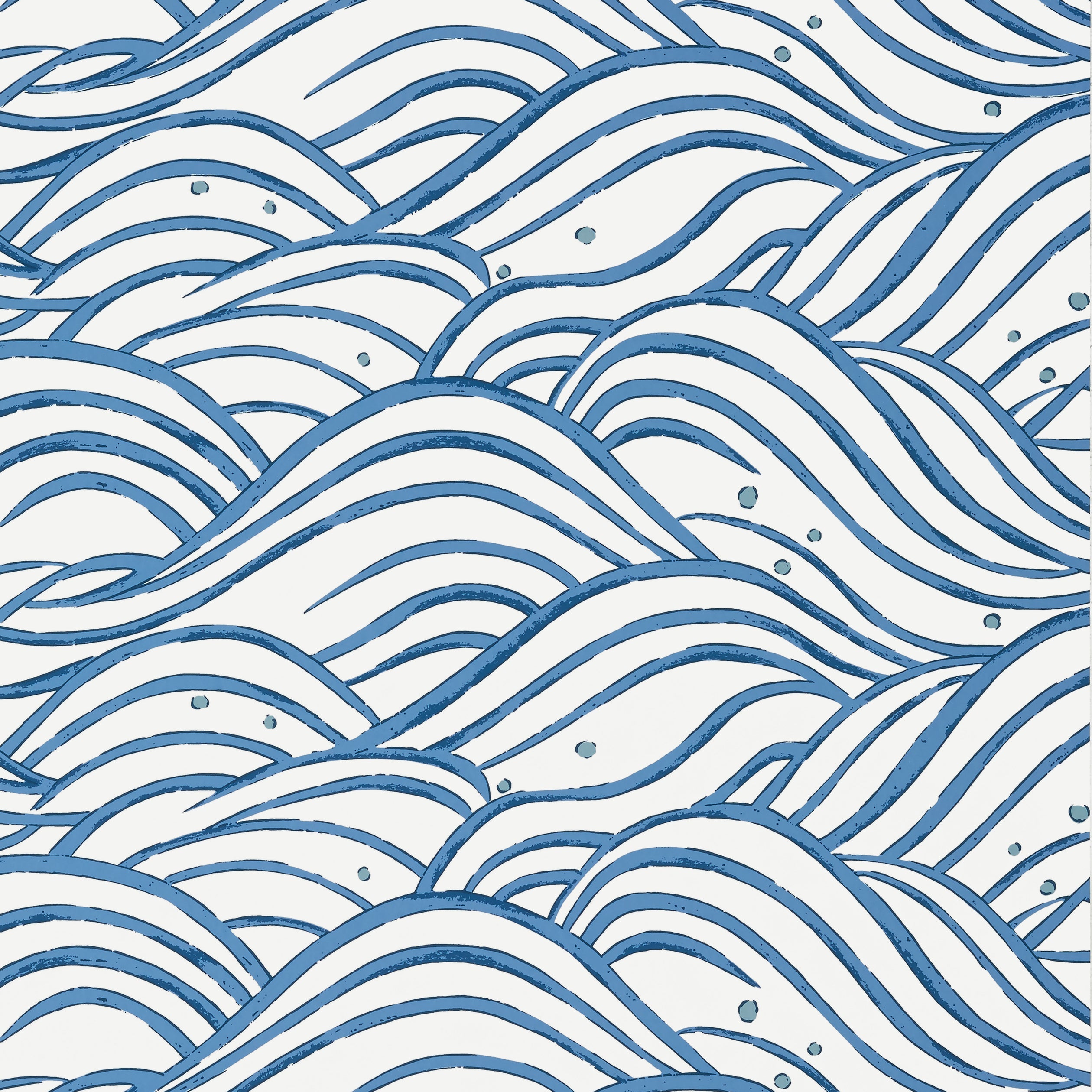 Waves fabric in blue color - pattern number AT9873 - by Anna French in the Nara collection