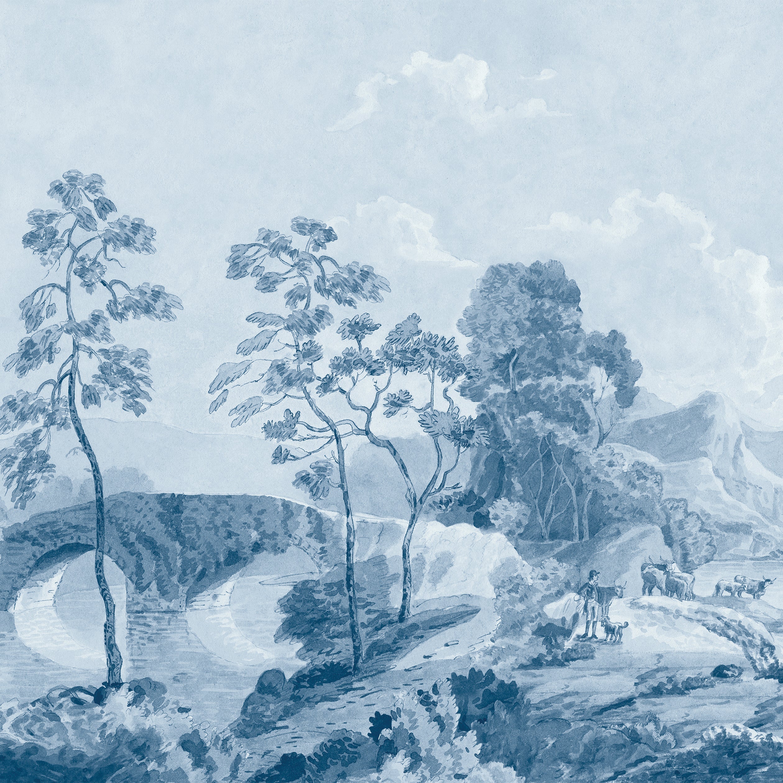 Savery Panel wallpaper in blue panel color - pattern number ATM24573 - by Anna French in the Devon collection