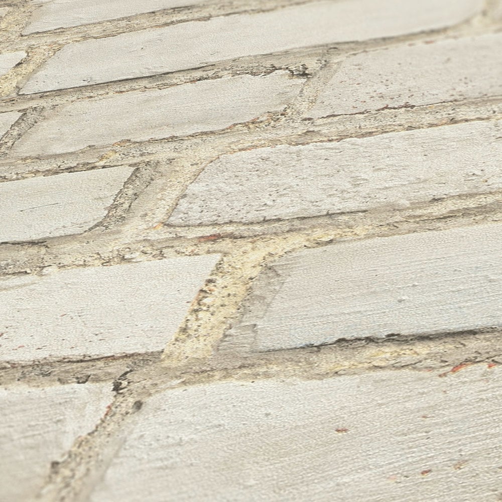 Coastal Brick Effect Motif wallpaper in beige color - pattern number BB51102 - by Galerie in the The Bricks And More collection
