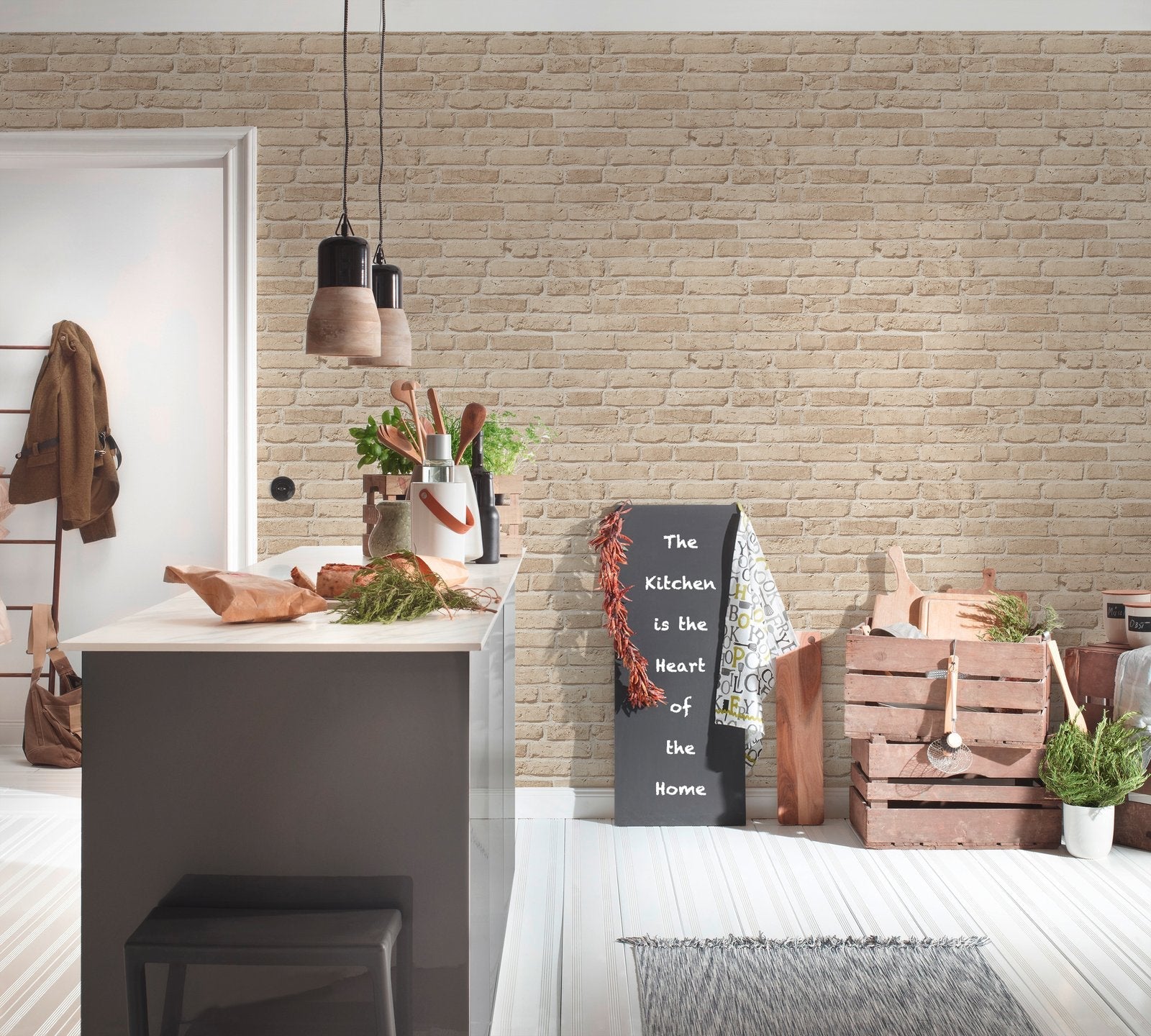 Weathered Walls Motif wallpaper in beige color - pattern number BB51106 - by Galerie in the The Bricks And More collection