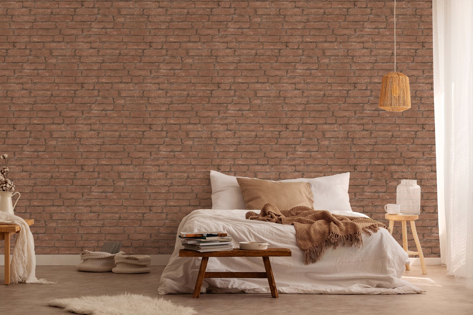 Industrial Chic Motif wallpaper in red color - pattern number BB51107 - by Galerie in the The Bricks And More collection