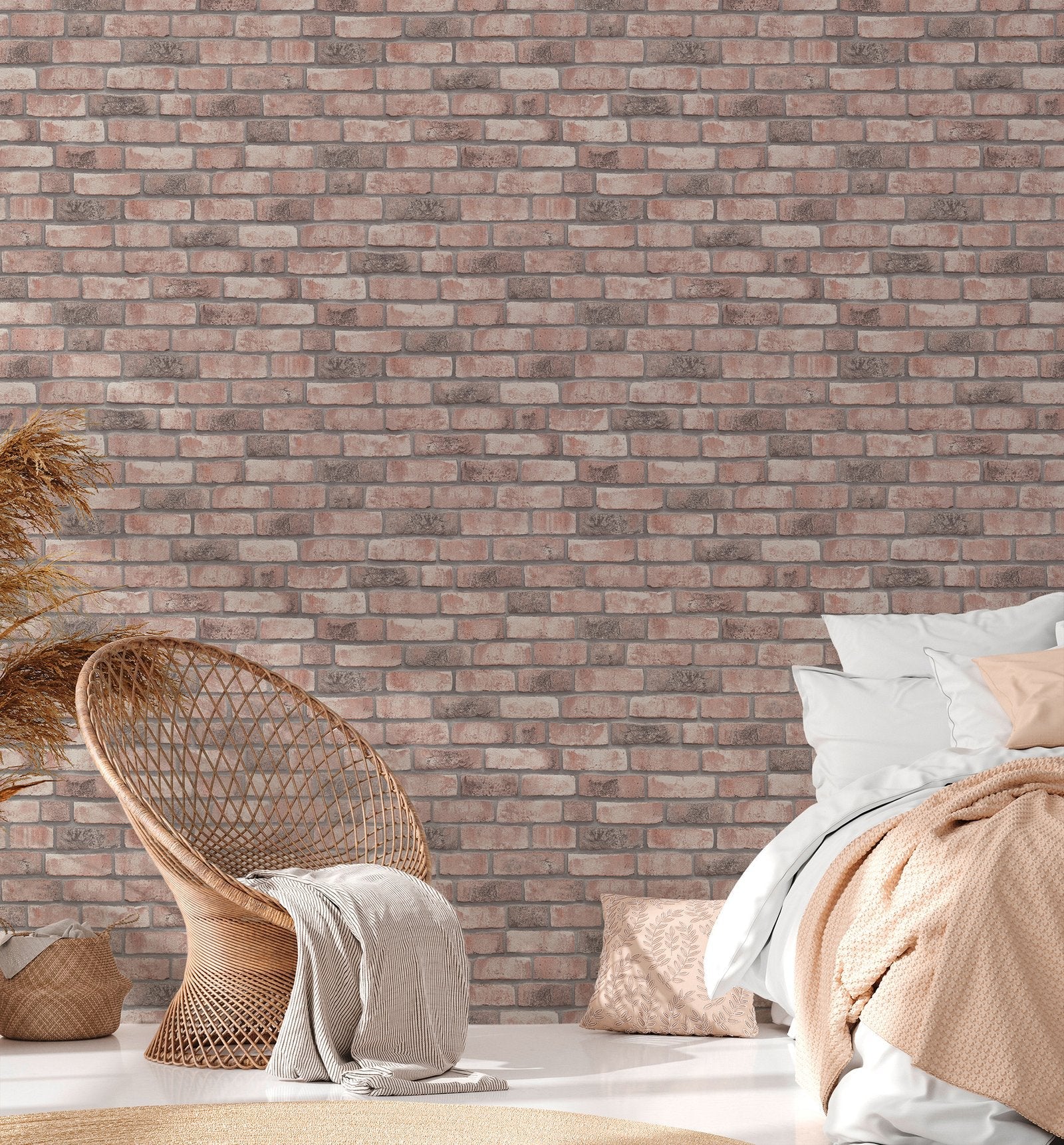 Weathered Walls Motif wallpaper in pink color - pattern number BB51109 - by Galerie in the The Bricks And More collection
