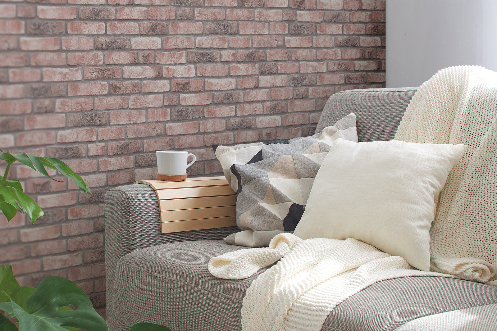 Weathered Walls Motif wallpaper in pink color - pattern number BB51109 - by Galerie in the The Bricks And More collection