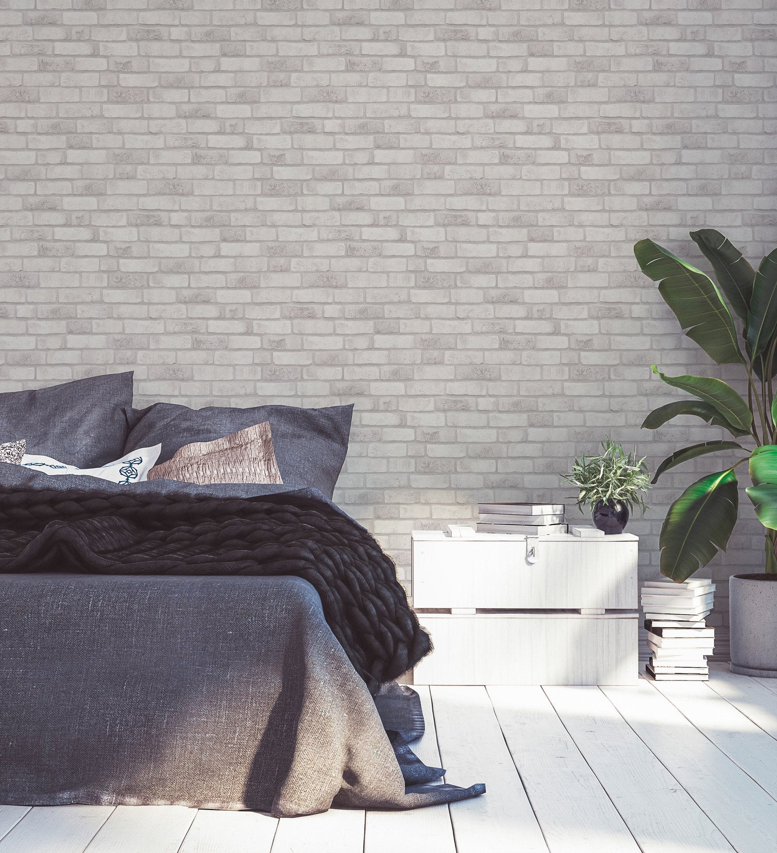 Weathered Walls Motif wallpaper in white color - pattern number BB51110 - by Galerie in the The Bricks And More collection