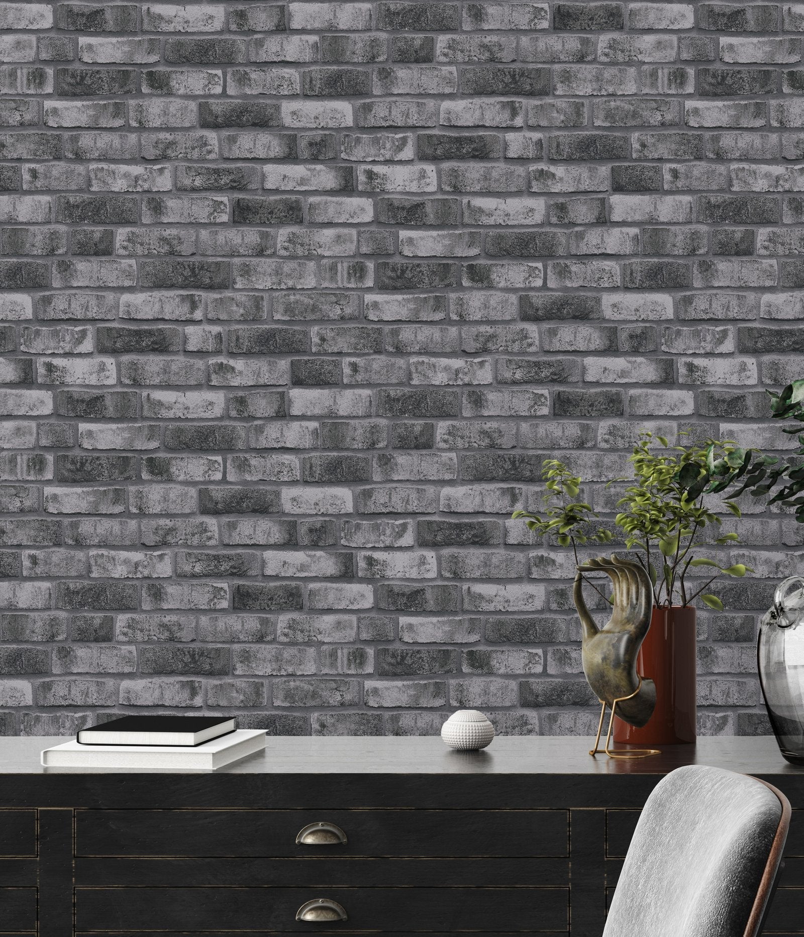 Weathered Walls Motif wallpaper in silver grey color - pattern number BB51111 - by Galerie in the The Bricks And More collection