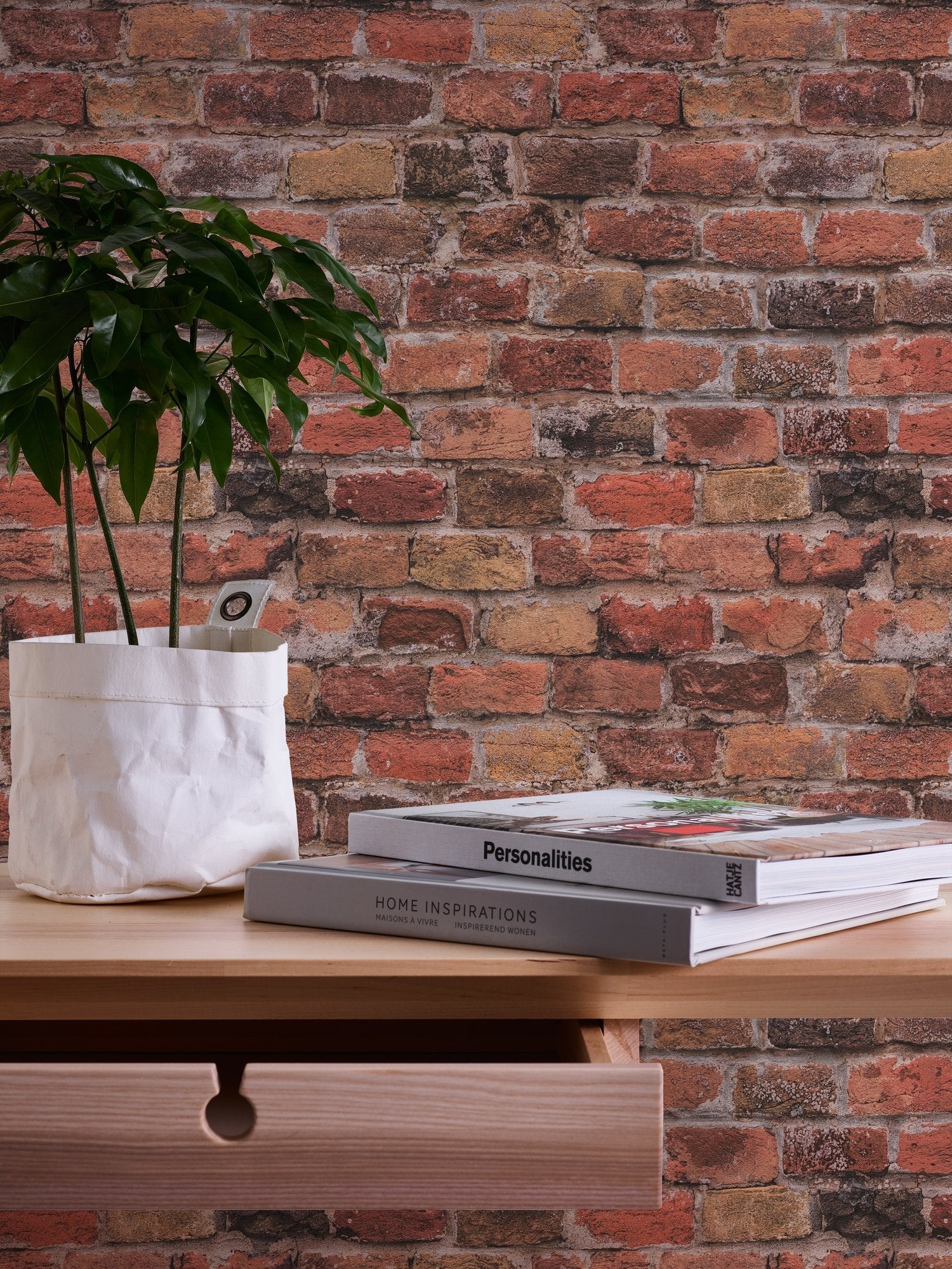 Brickshire Residents Motif wallpaper in red color - pattern number BB51115 - by Galerie in the The Bricks And More collection