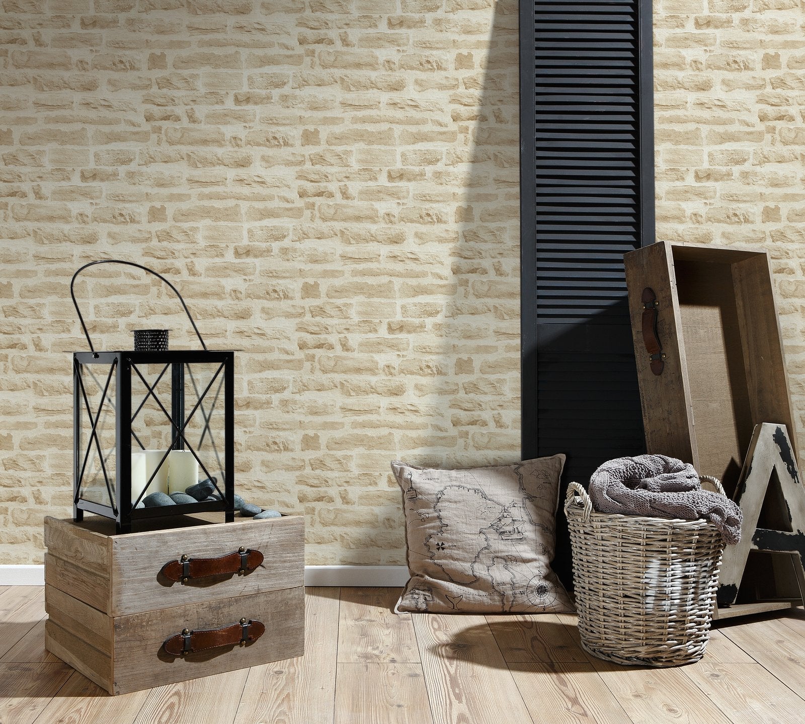 Rocky Retreat Motif wallpaper in beige color - pattern number BB51128 - by Galerie in the The Bricks And More collection