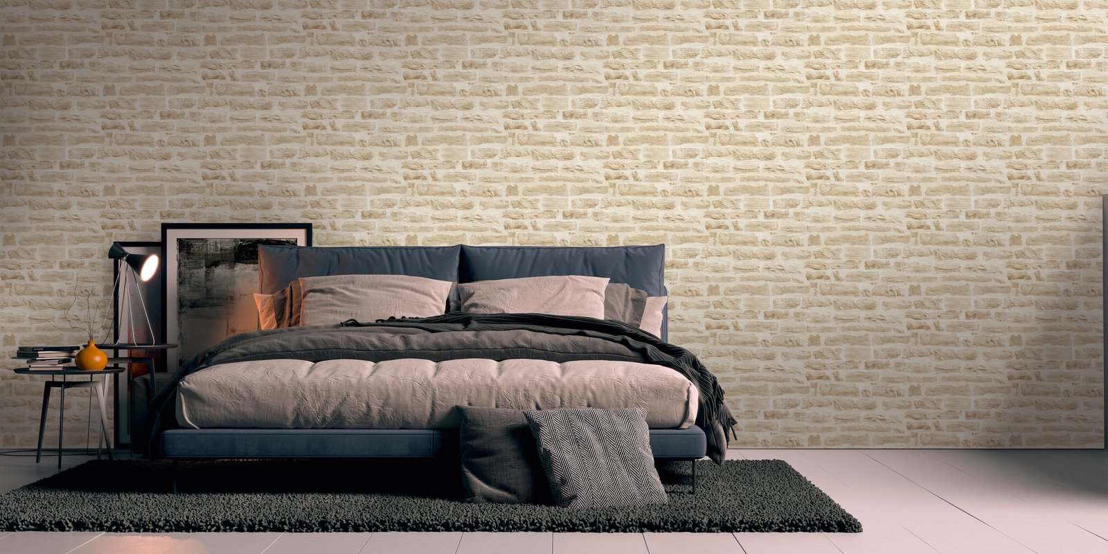 Rocky Retreat Motif wallpaper in beige color - pattern number BB51128 - by Galerie in the The Bricks And More collection
