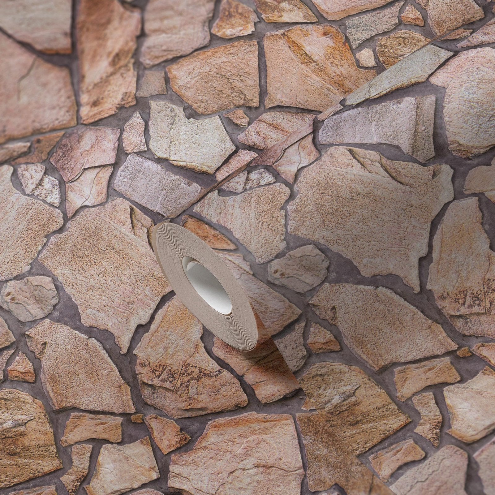 Claystone Cottage Motif wallpaper in beige color - pattern number BB51136 - by Galerie in the The Bricks And More collection