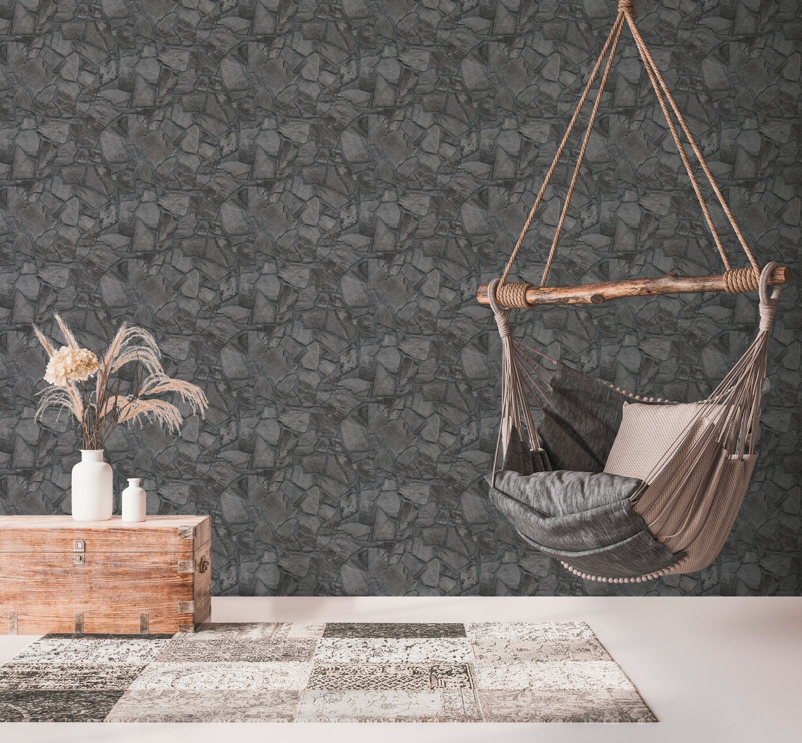 Petrified Paradise Motif wallpaper in silver grey color - pattern number BB51141 - by Galerie in the The Bricks And More collection