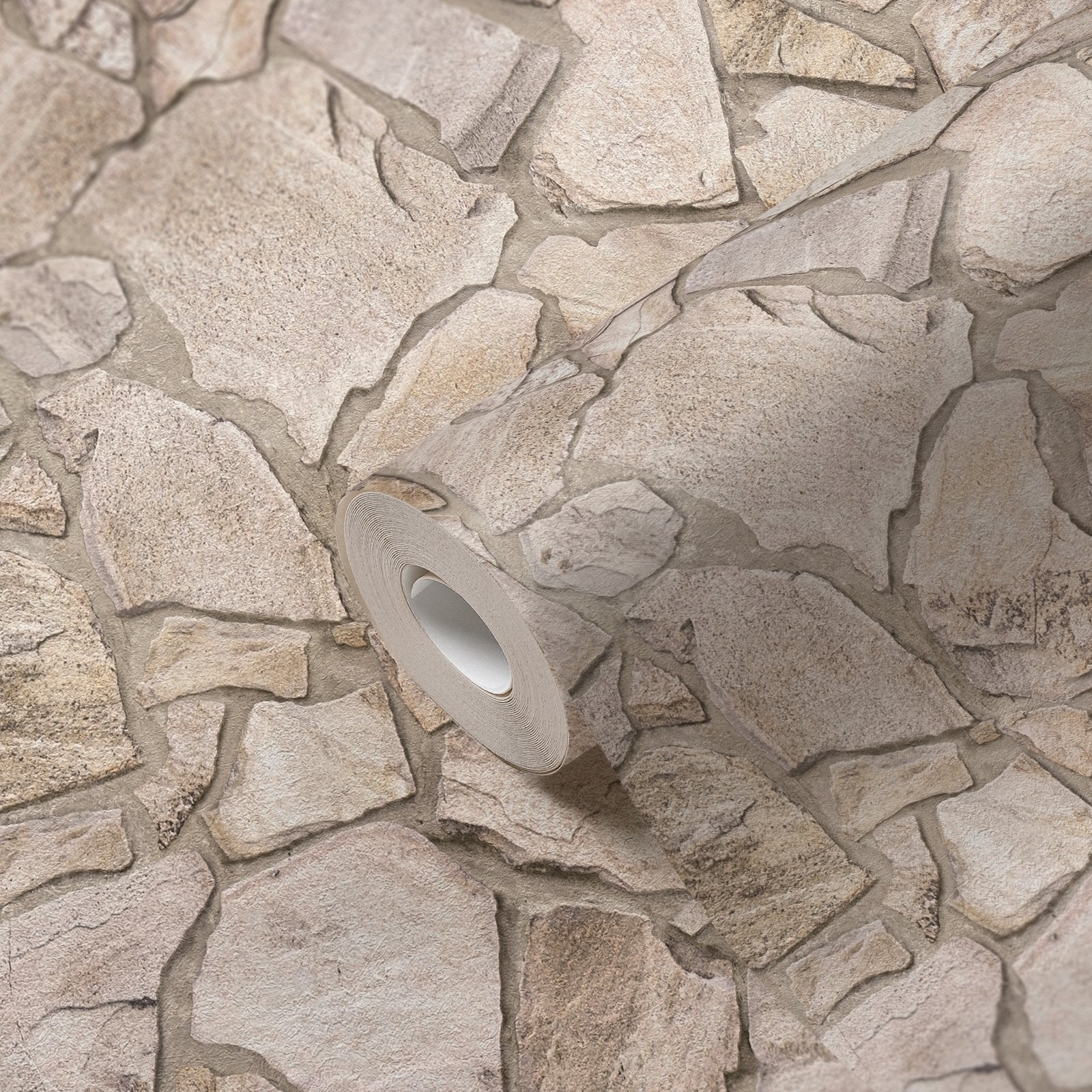 Claystone Cottage Motif wallpaper in beige color - pattern number BB51143 - by Galerie in the The Bricks And More collection
