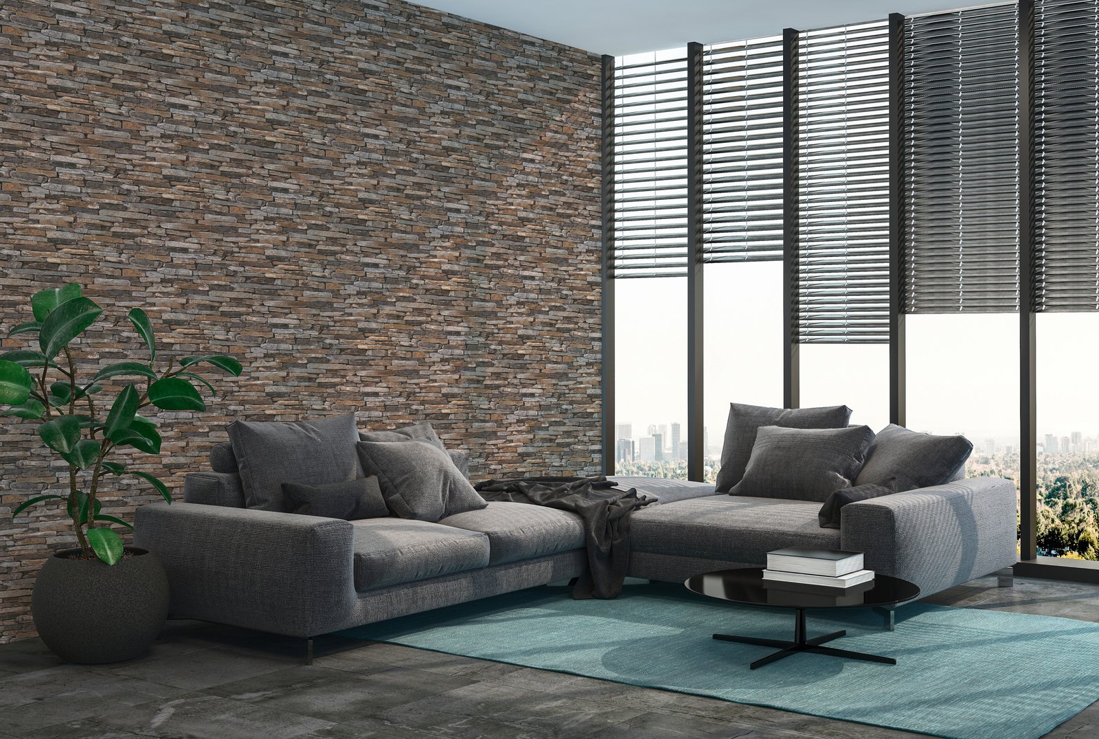 Rocky Retreat Motif wallpaper in bronze brown color - pattern number BB51145 - by Galerie in the The Bricks And More collection