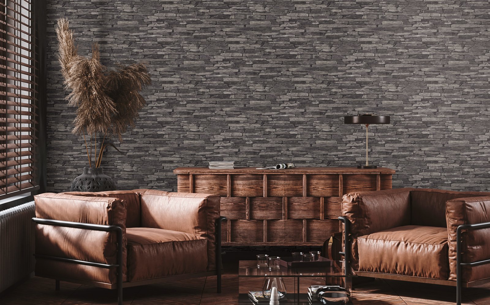 Rocky Retreat Motif wallpaper in silver grey color - pattern number BB51146 - by Galerie in the The Bricks And More collection