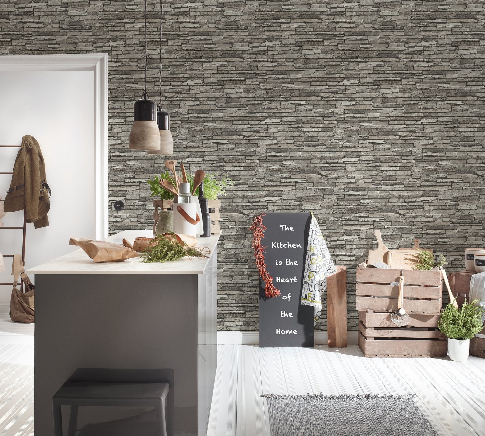 Graceful Granite Motif wallpaper in silver grey color - pattern number BB51148 - by Galerie in the The Bricks And More collection