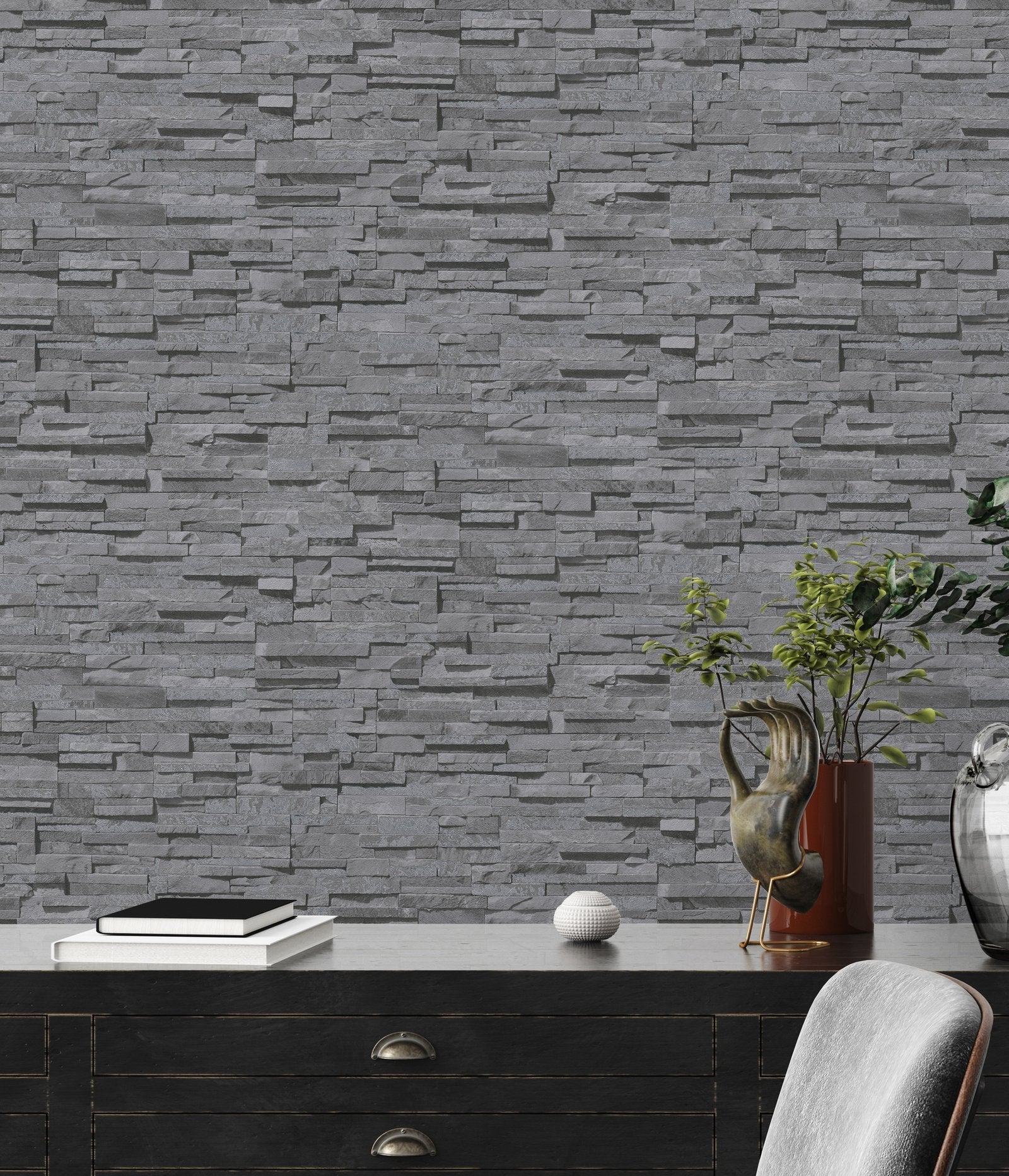 Graceful Granite Motif wallpaper in silver grey color - pattern number BB51149 - by Galerie in the The Bricks And More collection