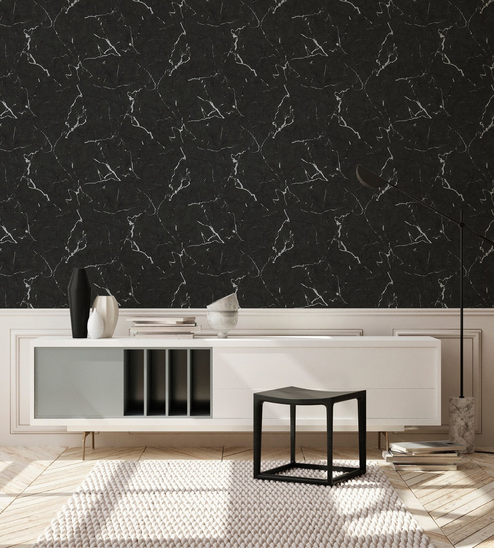 Luxurious Marble Motif wallpaper in black color - pattern number BB51157 - by Galerie in the The Bricks And More collection
