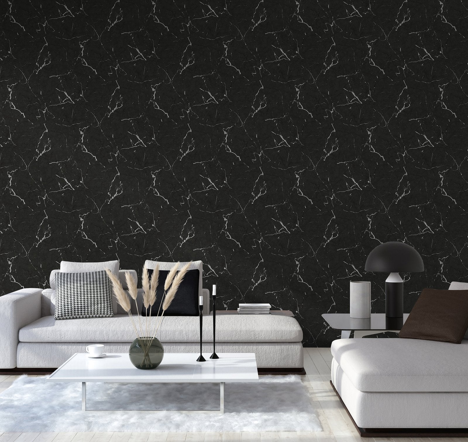 Luxurious Marble Motif wallpaper in black color - pattern number BB51157 - by Galerie in the The Bricks And More collection