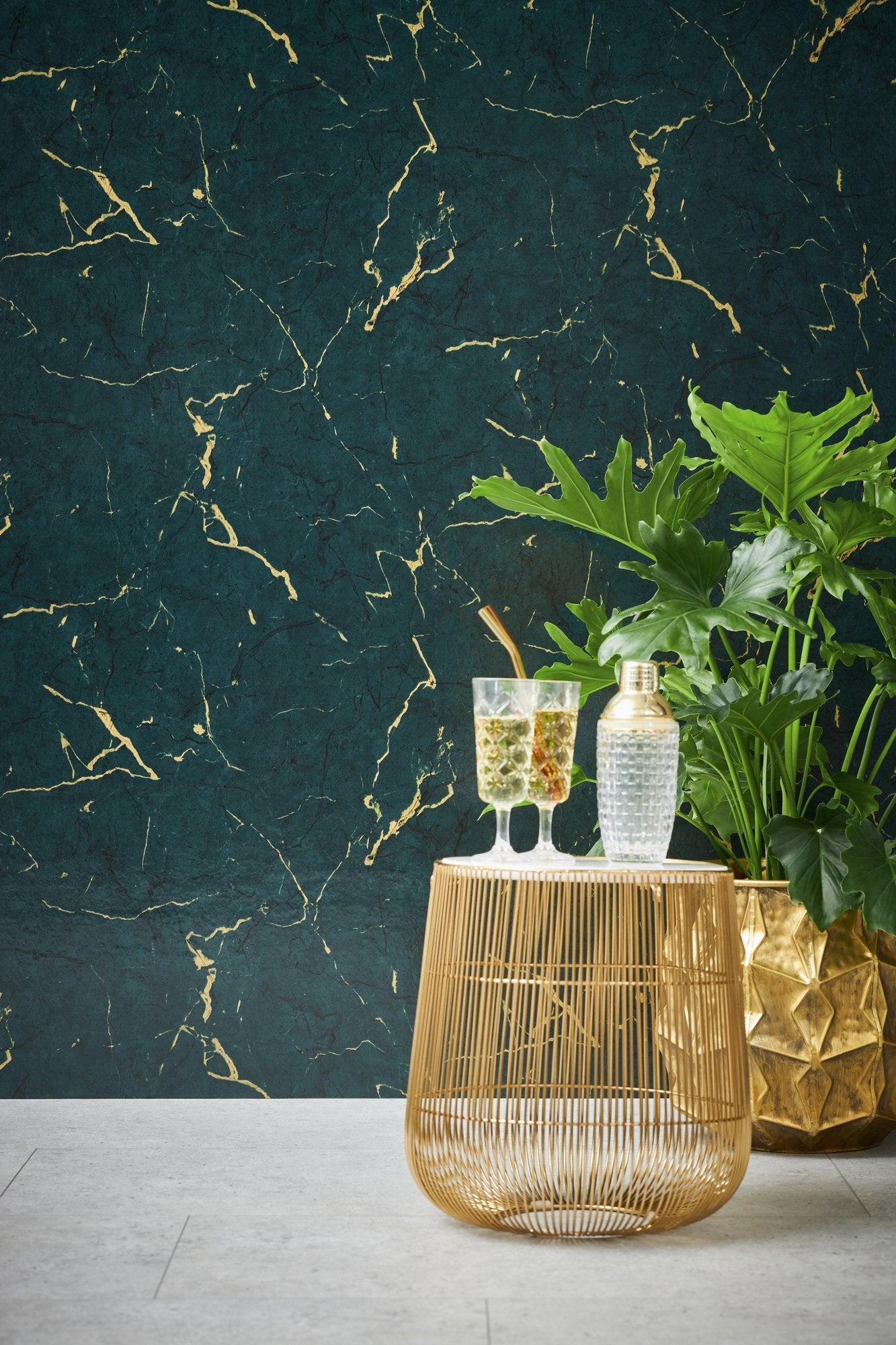 Luxurious Marble Motif wallpaper in green color - pattern number BB51158 - by Galerie in the The Bricks And More collection