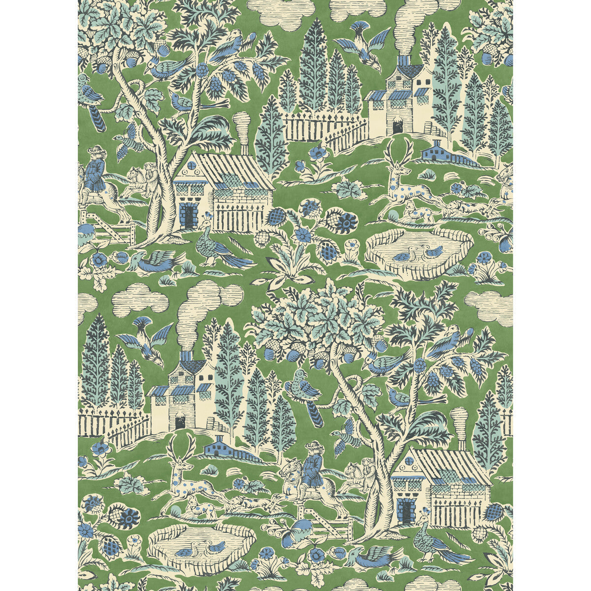 Home Park wallpaper in emerald color - pattern number BW45143.6.0 - by G P & J Baker in the Historic Royal Palaces Royal Court Wallpaper collection