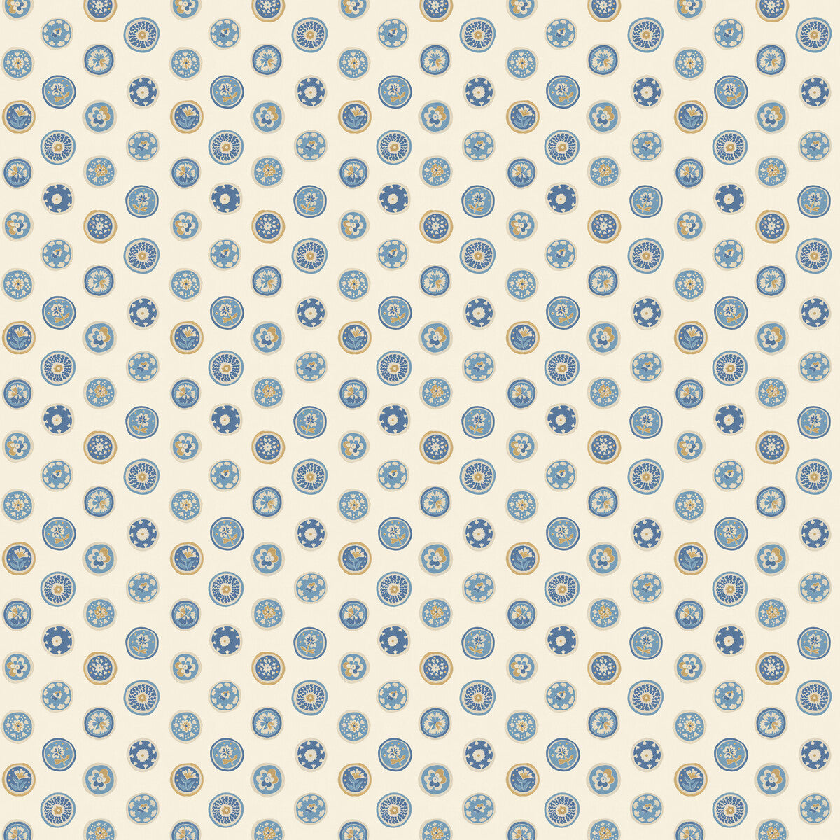 Court Buttons wallpaper in blue color - pattern number BW45147.5.0 - by G P & J Baker in the Historic Royal Palaces Royal Court Wallpaper collection