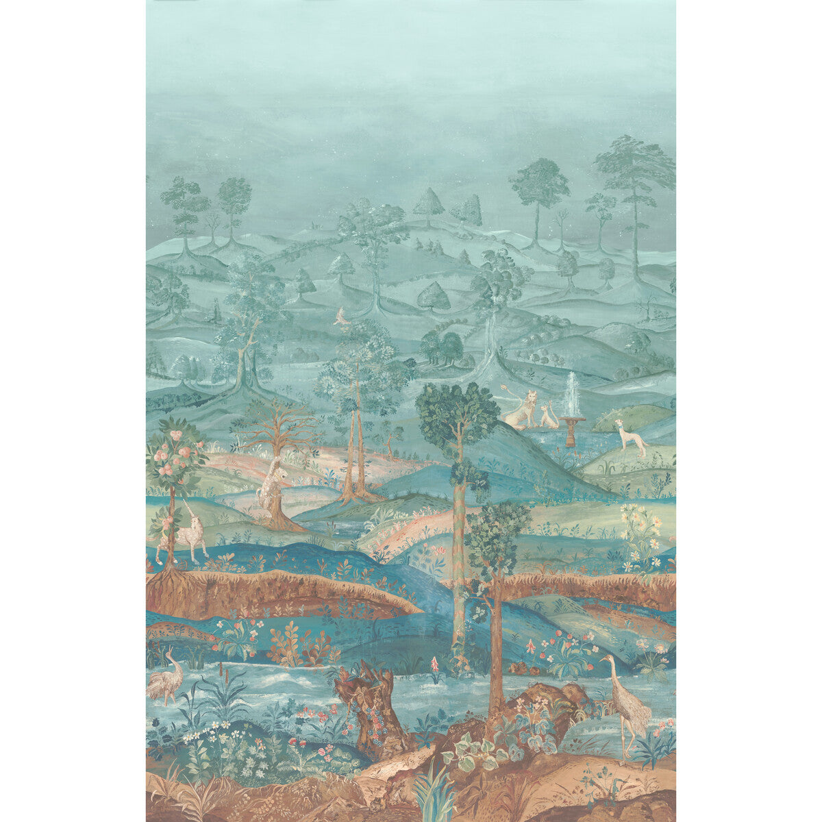 Royal Park Panel wallpaper in teal color - pattern number BW45150.2.0 - by G P & J Baker in the Historic Royal Palaces Royal Court Wallpaper collection